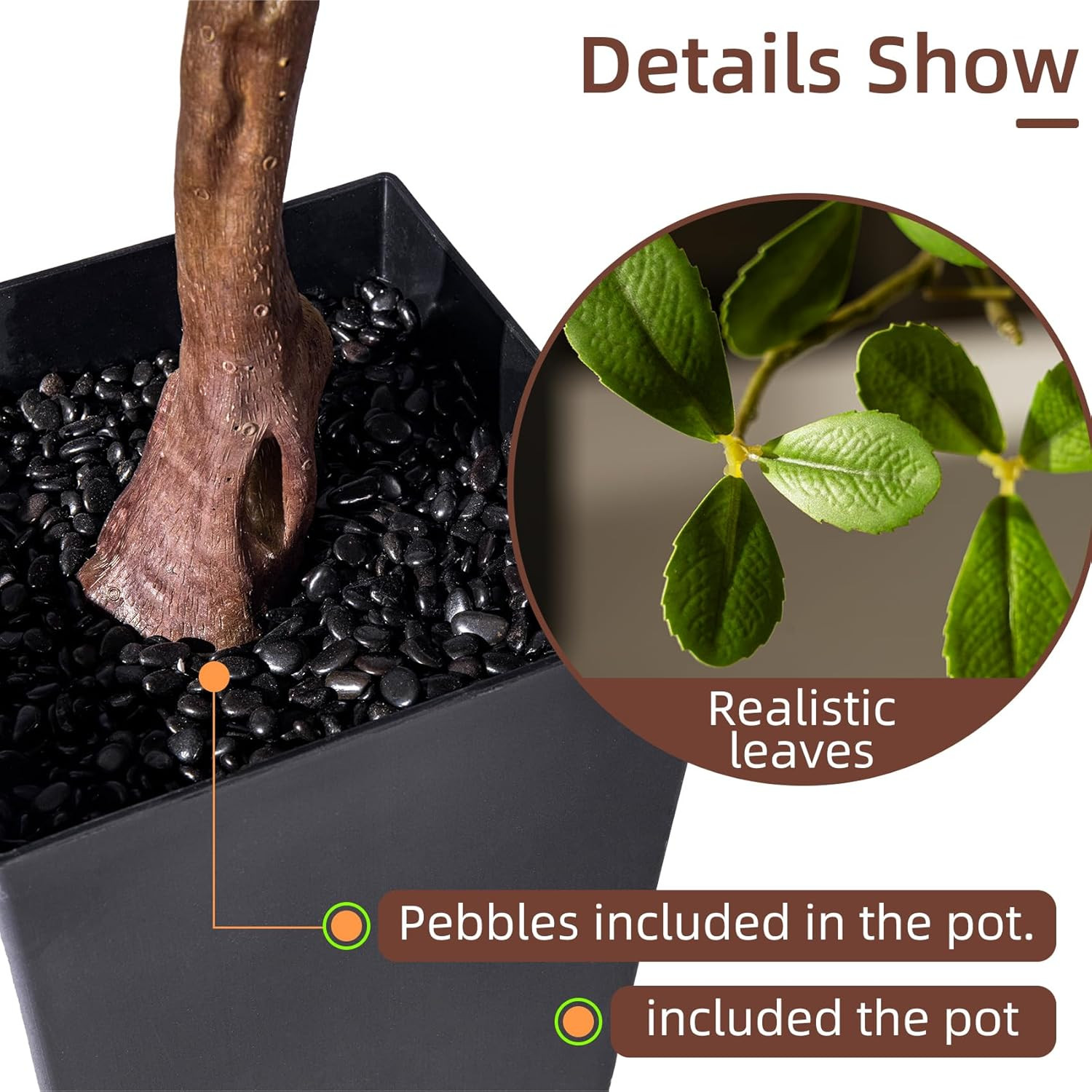 Lifelike 2.6FT Artificial Bonsai Tree with Realistic Flowers for Home Decor