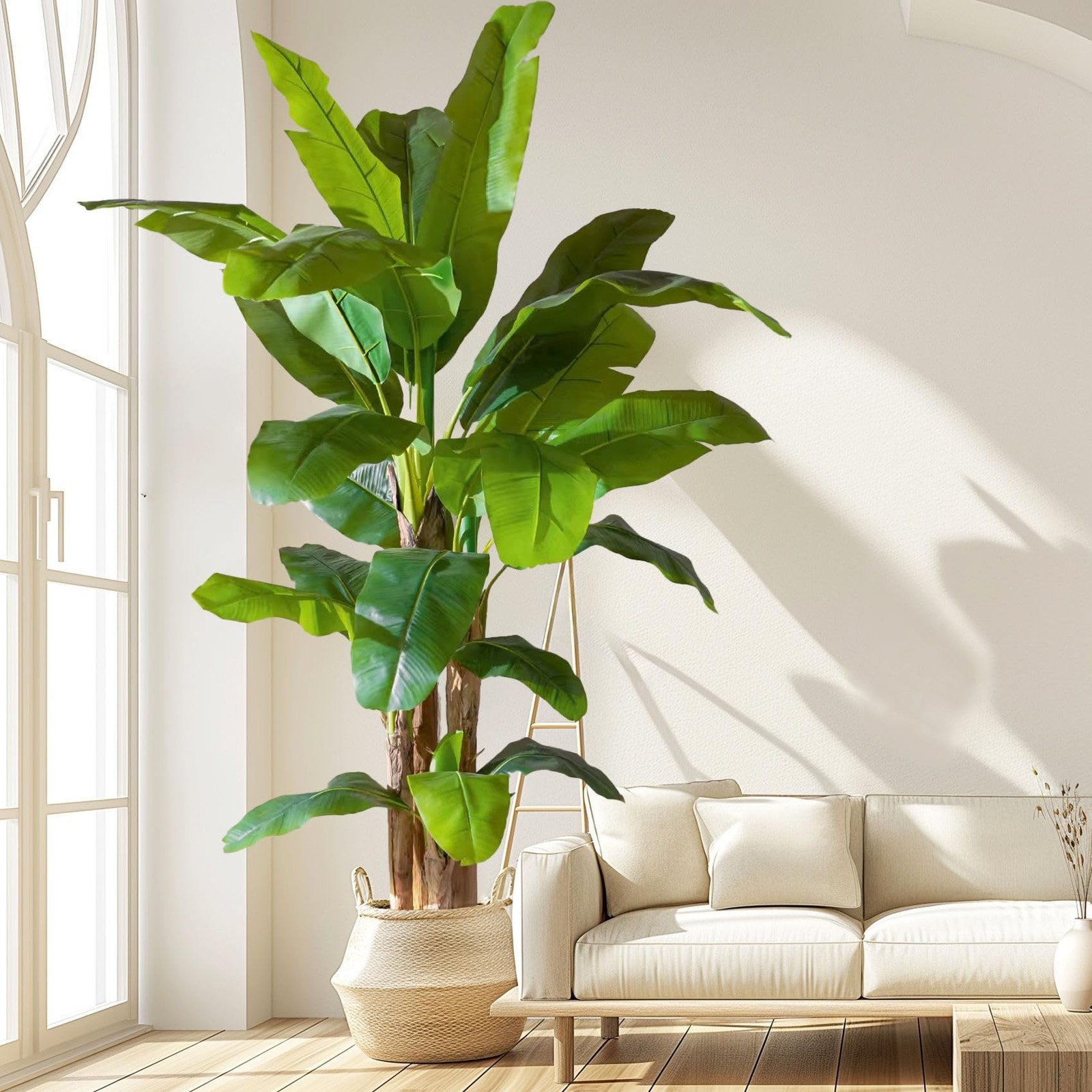 Artificial Banana Tree 9ft, Faux Tropical Palm Tree Plant with Realistic Leav…