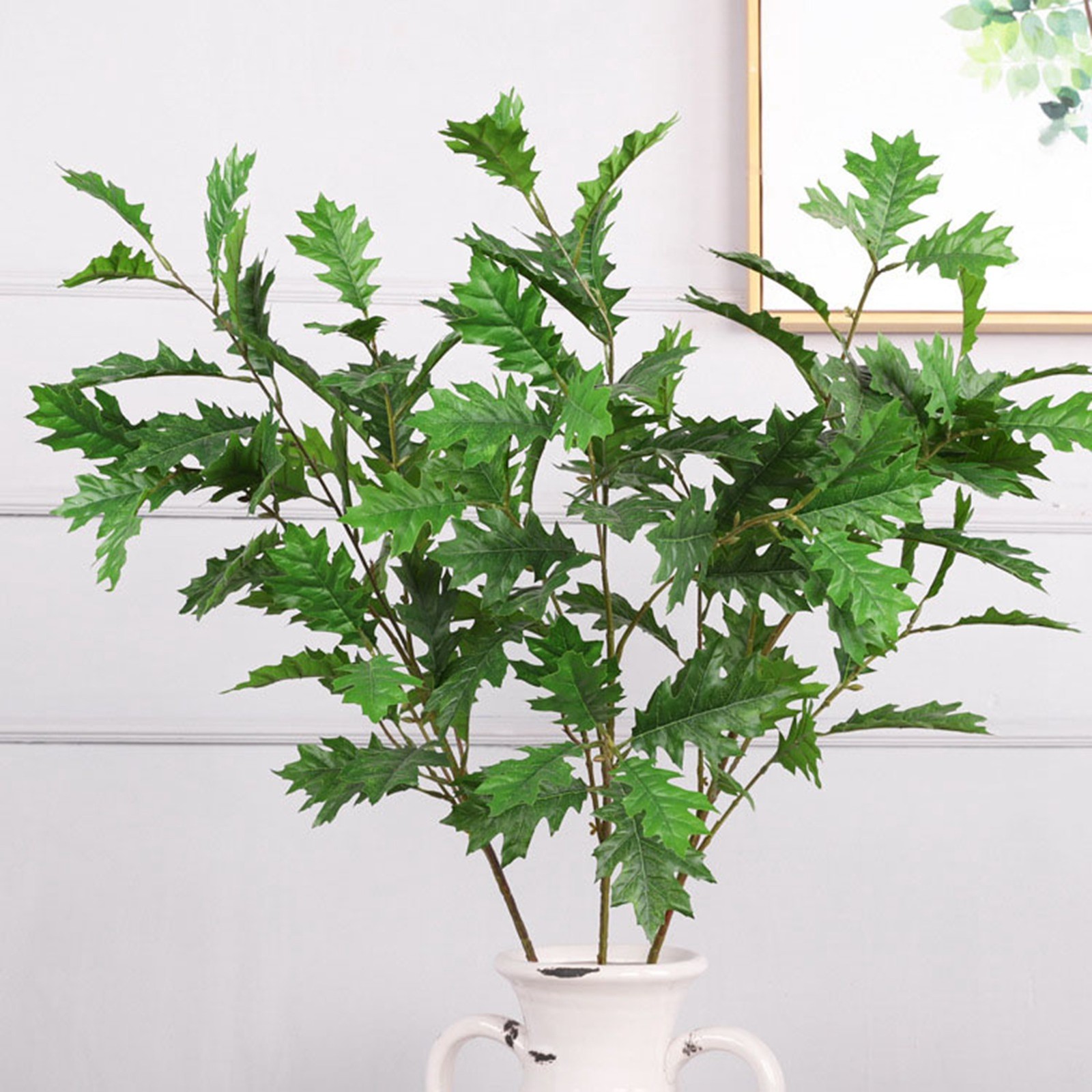 Artificial Oak Leaves Silk Fabric Leaves Iron Stem Decorative Faux Oak Leaves