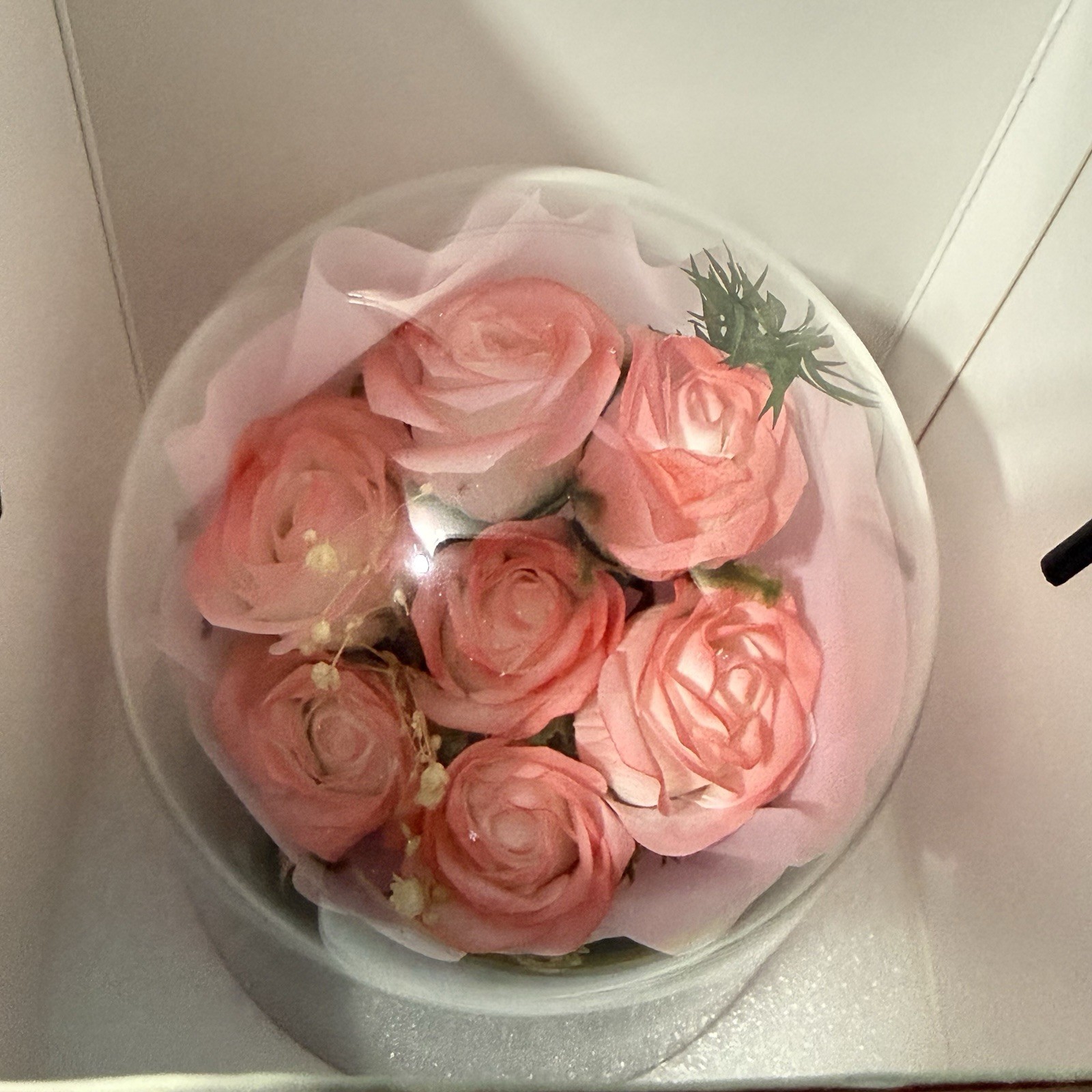 Artificial Flowers Eternal Rose In Glass Dome with Led Light Gifts for Womens