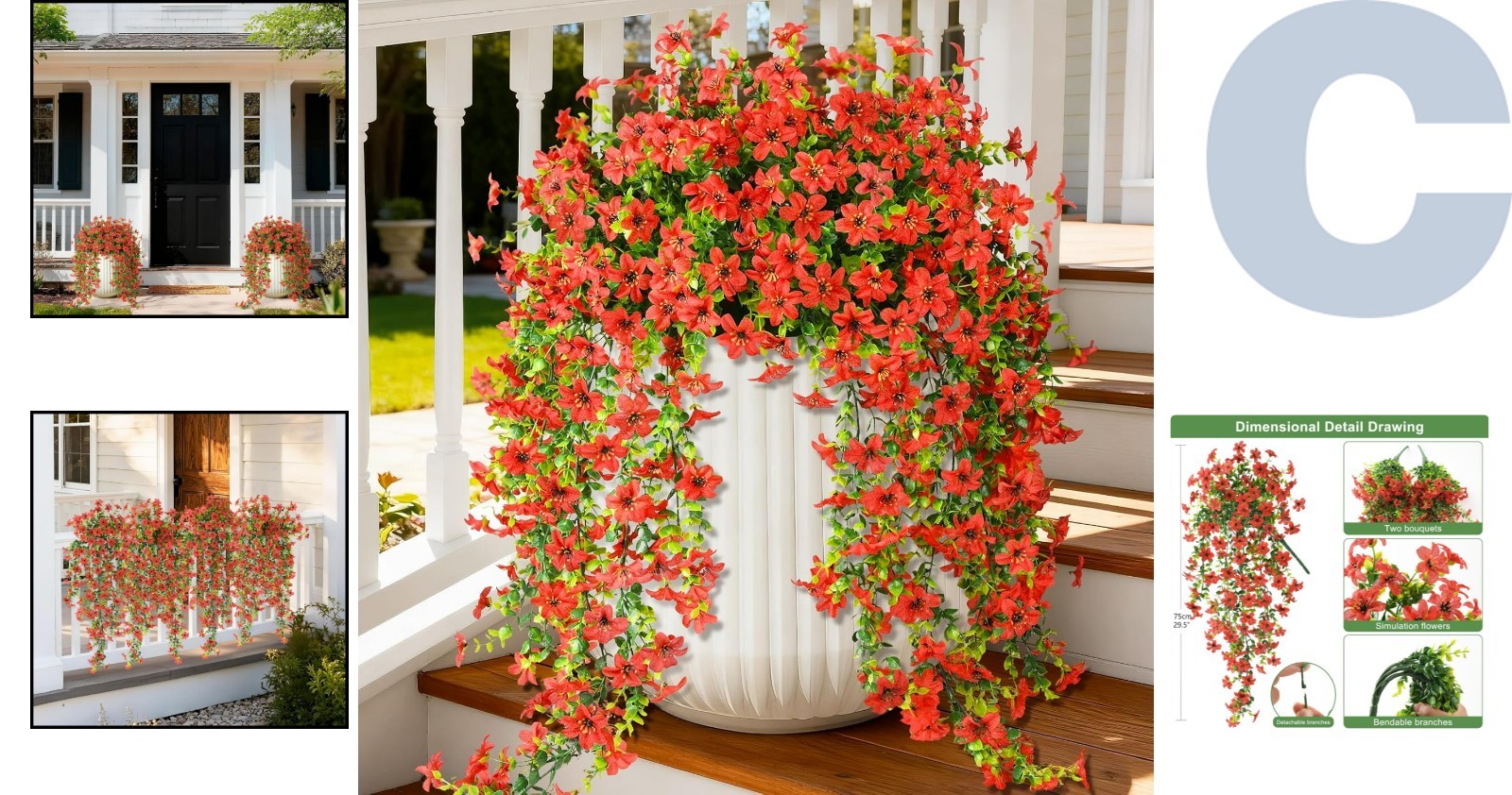 Stunning Faux Daisy Plant Set with Trailing Design – UV Resistant & Waterproof