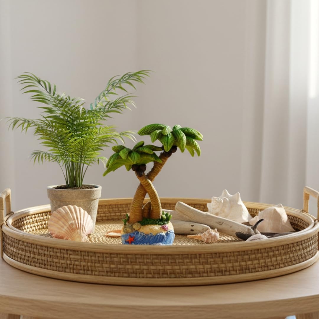 5 Inch Palm Tree Statue, Mini Palm Decor