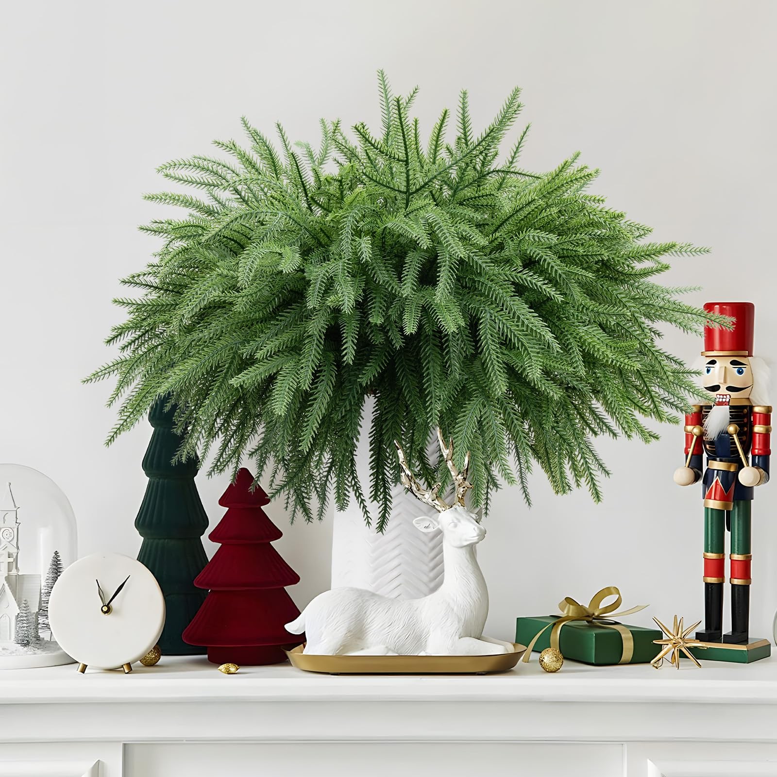 HUZIYAHAN Christmas Norfolk Pine Stems 18in Green Branches 8 Count