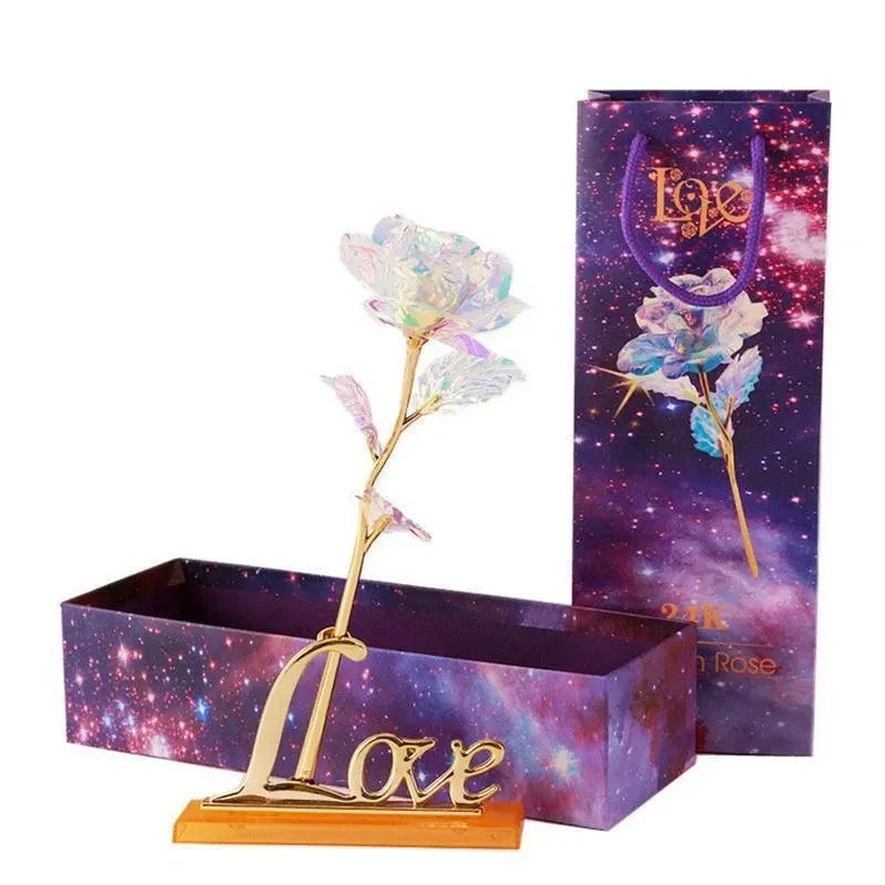 Romantic Gold Plated Rose Flower Dipped In 24K For Valentine’s Day LOVE Mom Gift