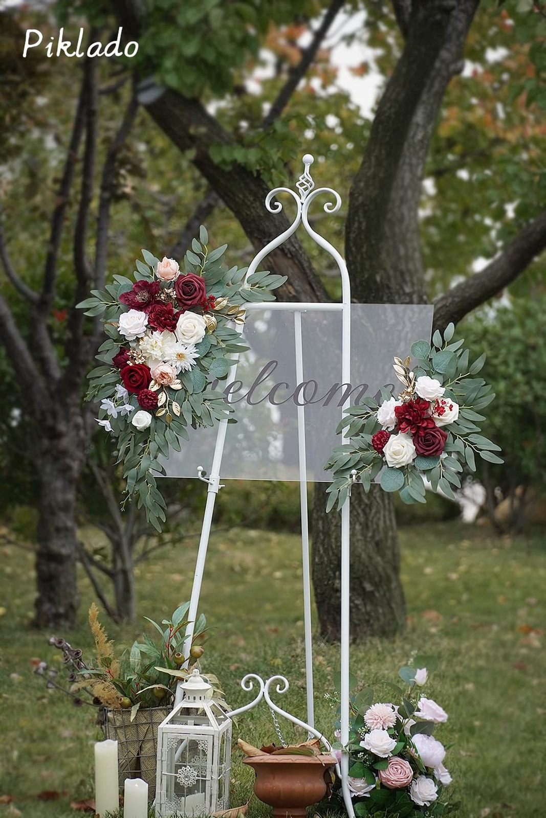 Faux Flower Swag Set of 2 for Wedding Welcome Signs Floral Swag Wedding Recep…
