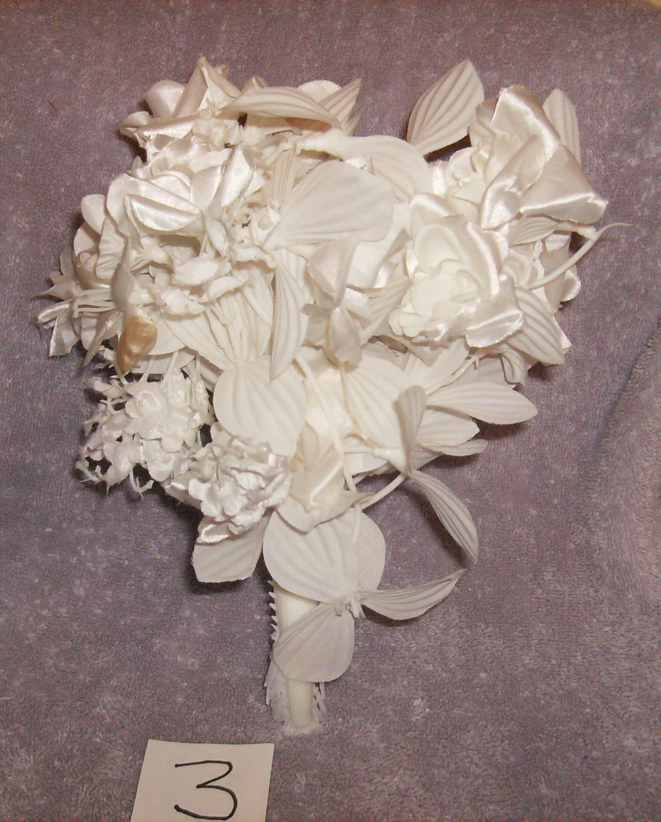 WHITE FLORAL BOUQUET 10″ HIGH SATIN ARTIFICIAL FLOWERS BUSH NEW #3