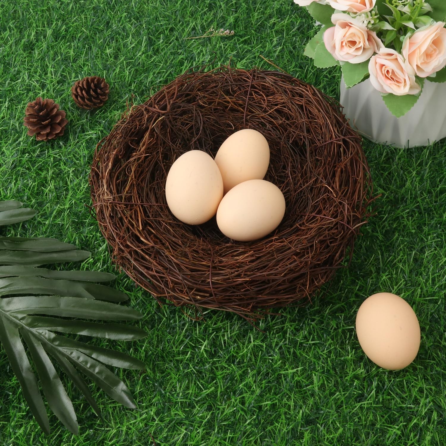 16 PCS 7″ Rattan Artificial Bird Nests for Crafts, DIY Decor, Holiday & Garden