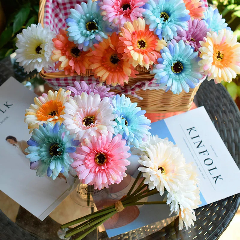 1Pc/3Pc/6Pc Artificial Silk Gerbera Flowers Wedding Home Verandahs Table Decor F