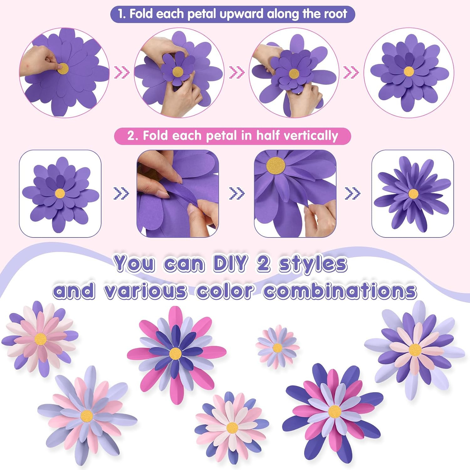 18 Pcs Paper Flowers Decorations for Wall DIY Flower Bulletin Board 3D Paper Flo
