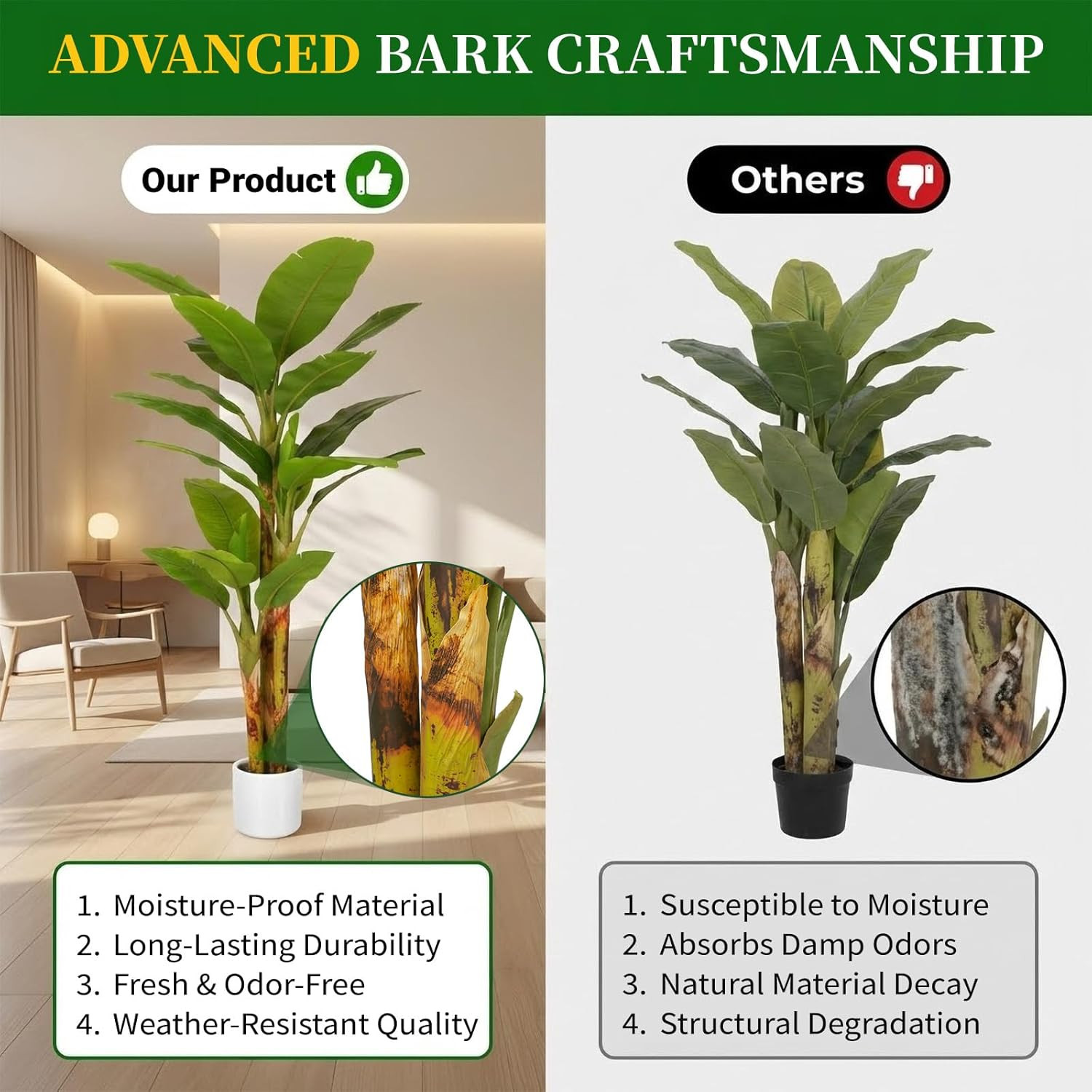 6FT Luxury Faux Banana Tree – Large Indoor Tropical Plant for Home Decor