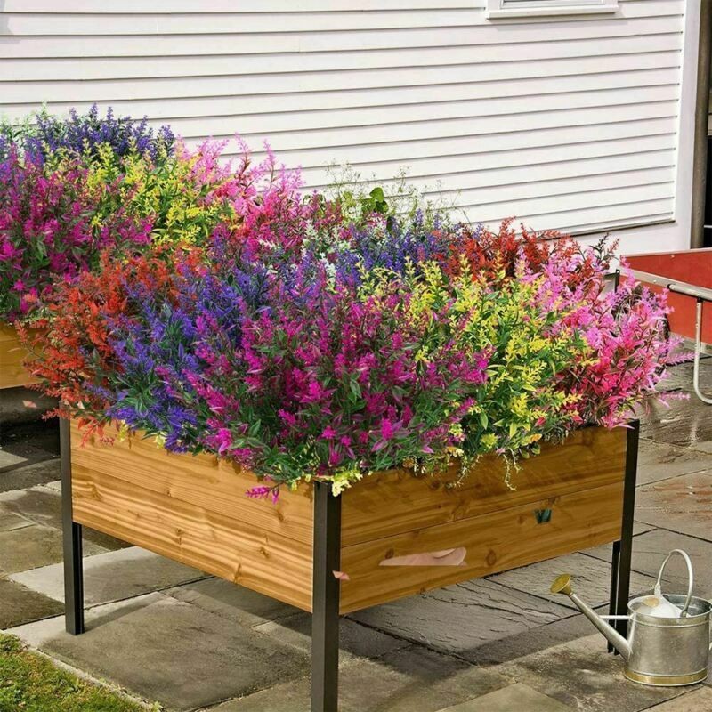 Artificial Flowers Plastic Fake Plants UV Resistant Home In Outdoor Garden Decor