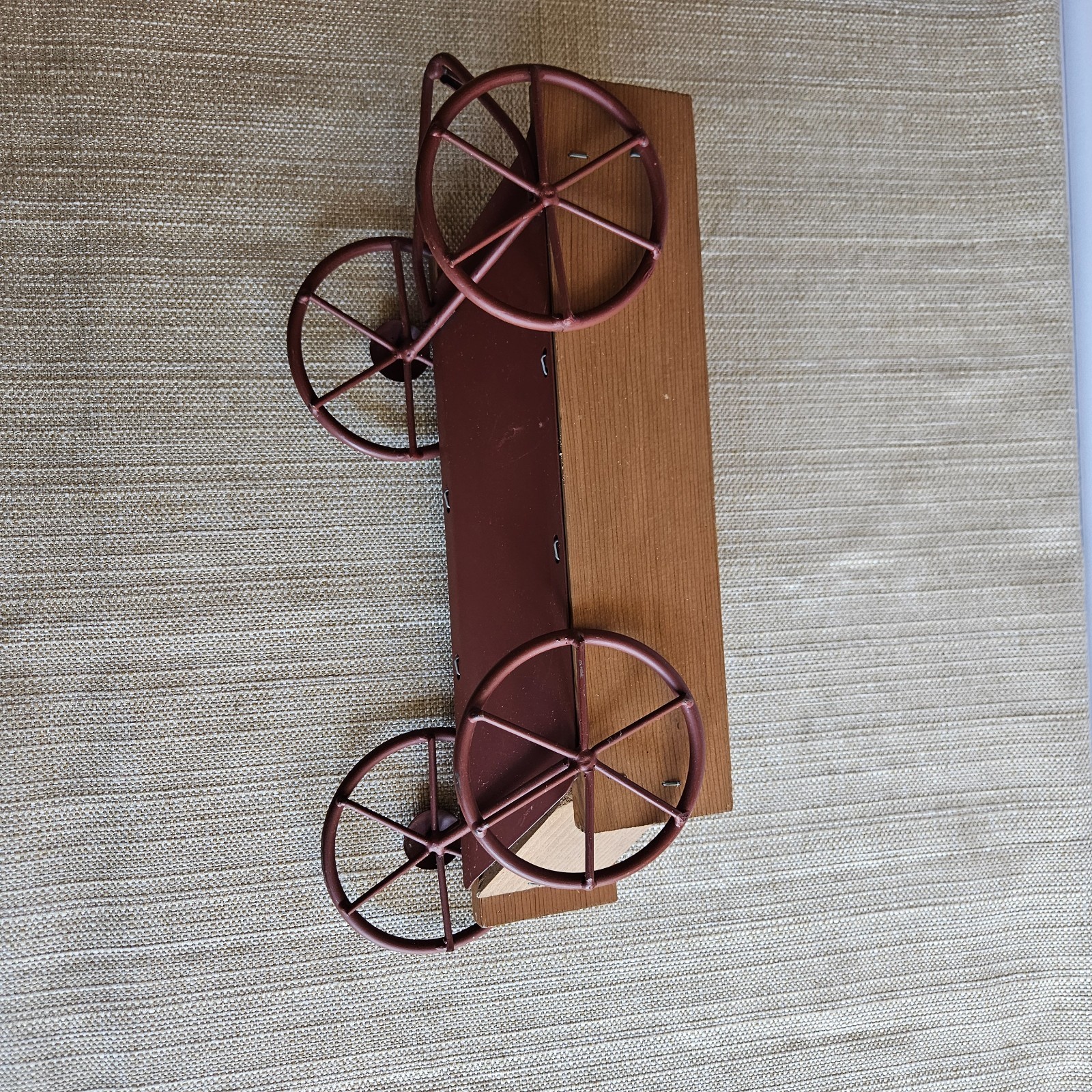 Rustic Wooden Wagon Decor Primitive Farmhouse Country Planter Cart 13″