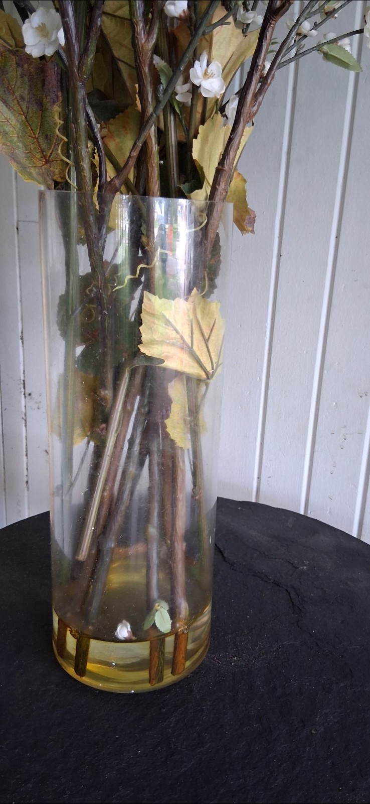 58″ Large Faux Quince Blossom Cream / White Stem Flowering Branch Centerpiece