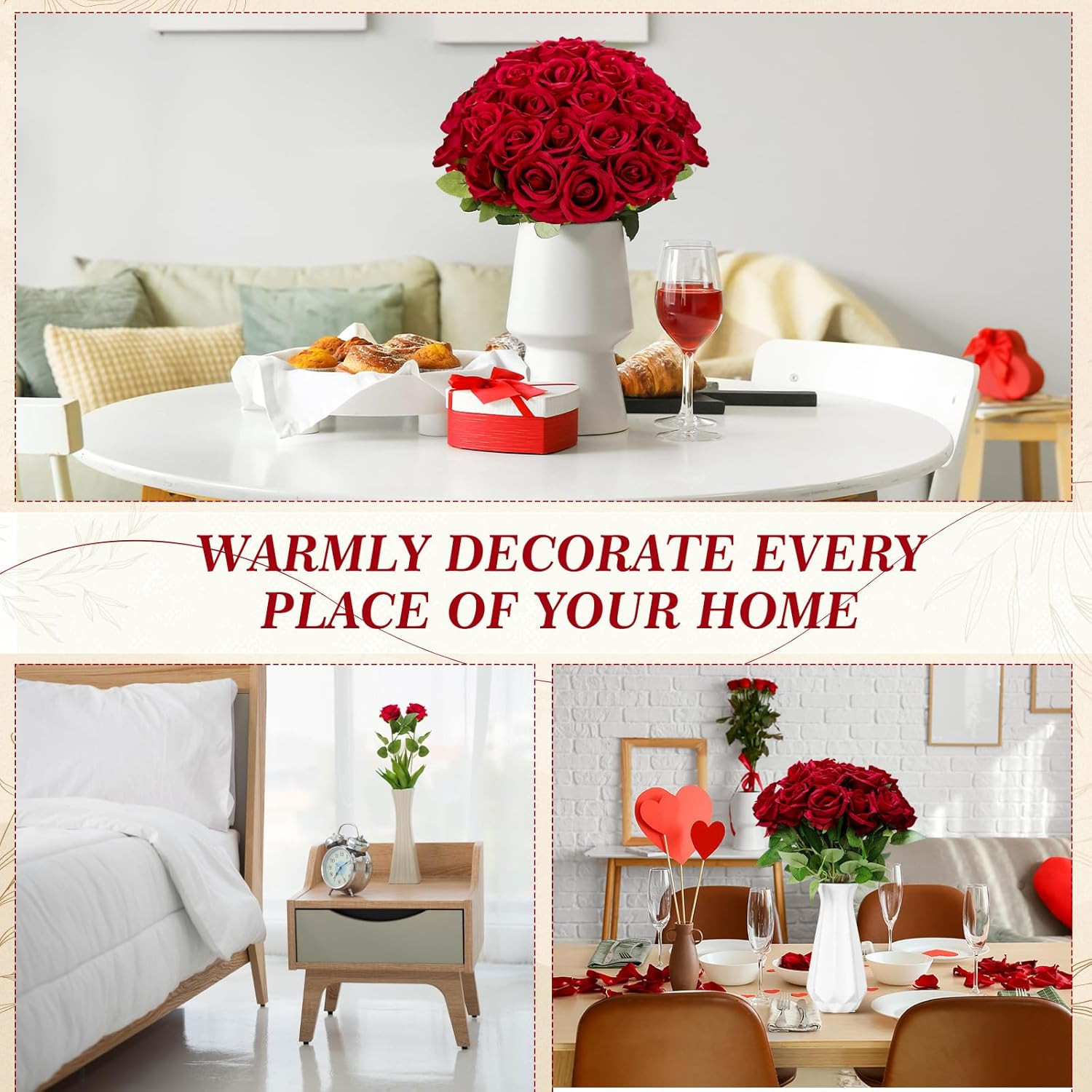 150 Pcs Realistic Wine Red Silk Roses for Wedding Decor & Home Arrangements