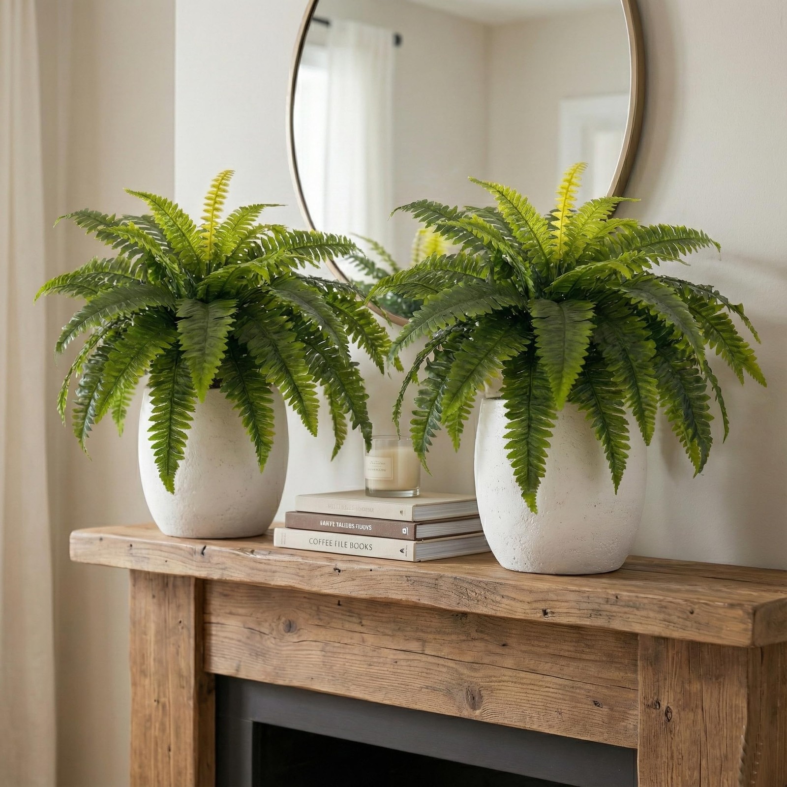 Artificial Ferns for Outdoors, Set of 2 Bouquets 33″ Diam Large Fake Ferns 37…