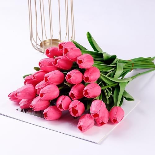 15 Pcs Real Touch Fake Tulips – Artificial Flowers for Wedding, Home, Party Deco