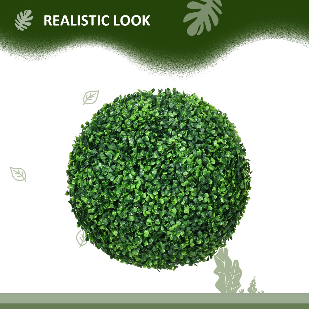 2Pcs 15.75″ Faux Boxwood Ball Trees Indoor Outdoor Living Room Office Decor