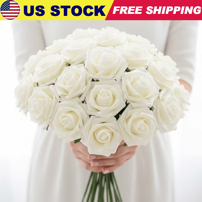 20Pcs Silk Roses Artificial Flowers Realistic Bouquet Home Decor valentine USA