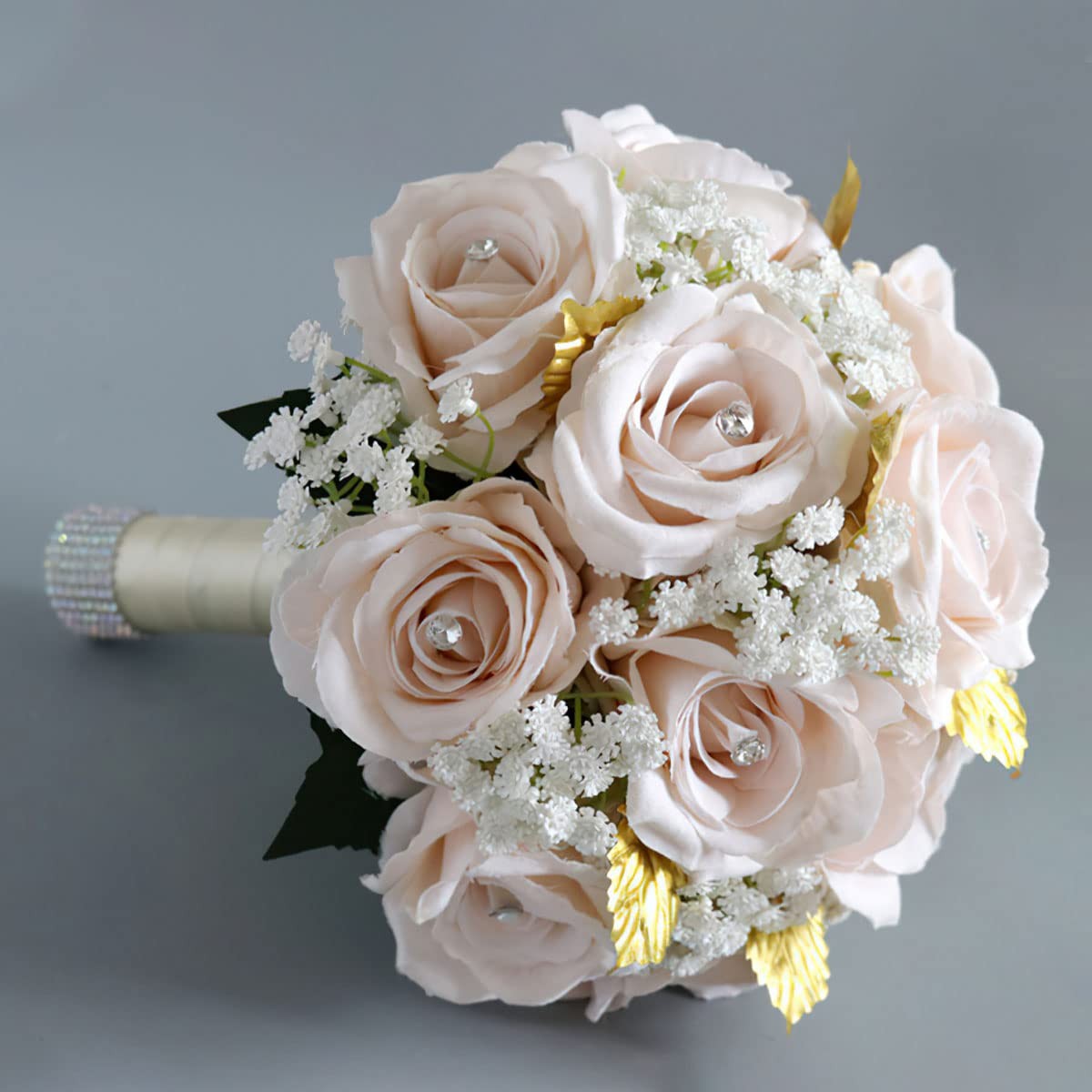 S_SSOY Wedding Bouquet for Bride Bridesmaid Champagne Silk Rose Bouquet for W…