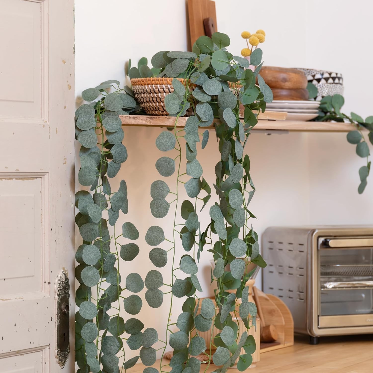 8Pcs Eucalyptus Garland,Artificial Eucalyptus Leaves Table Greenery Garland