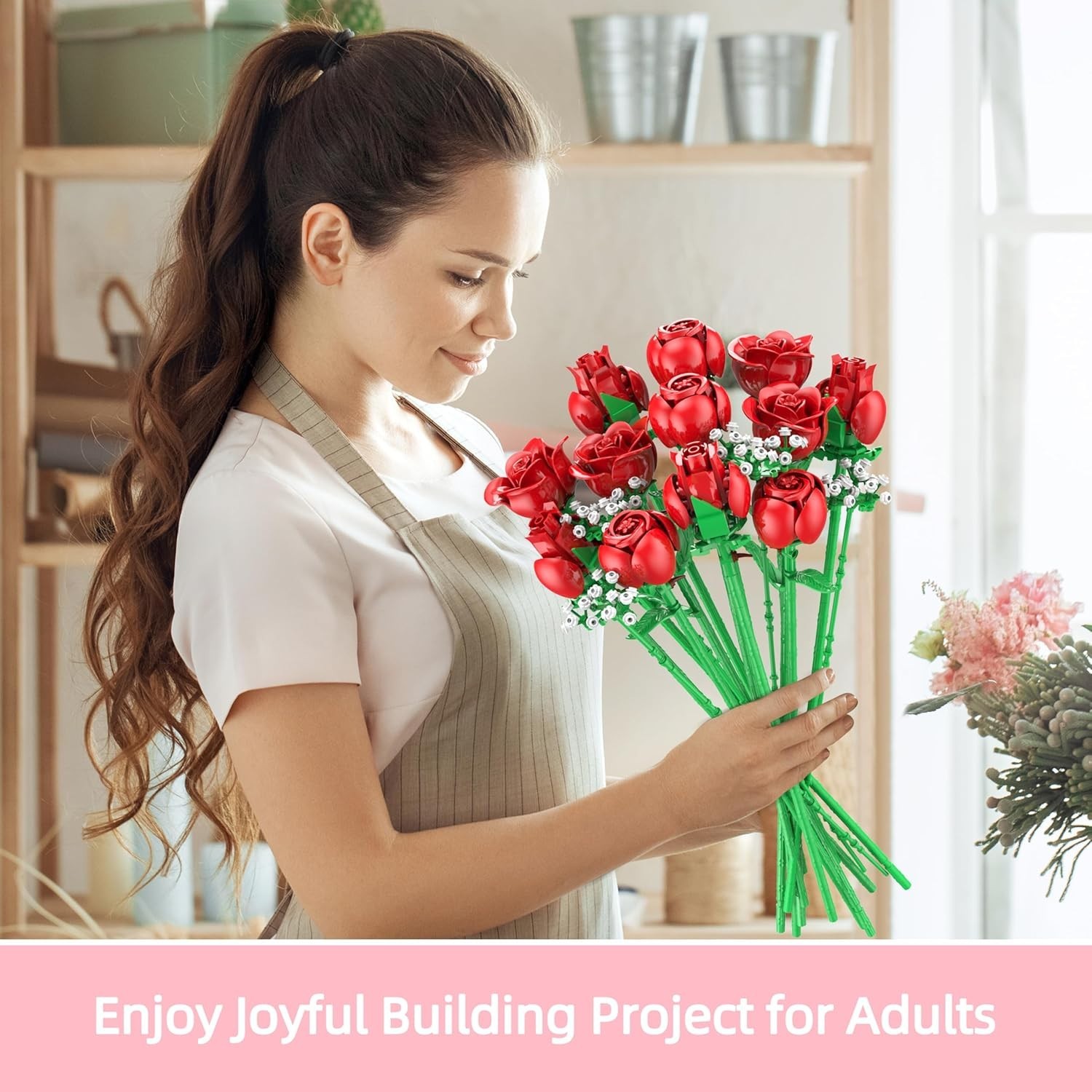 Adjustable 960PCS Flower Building Set – Lasting Beauty for Home Decoration