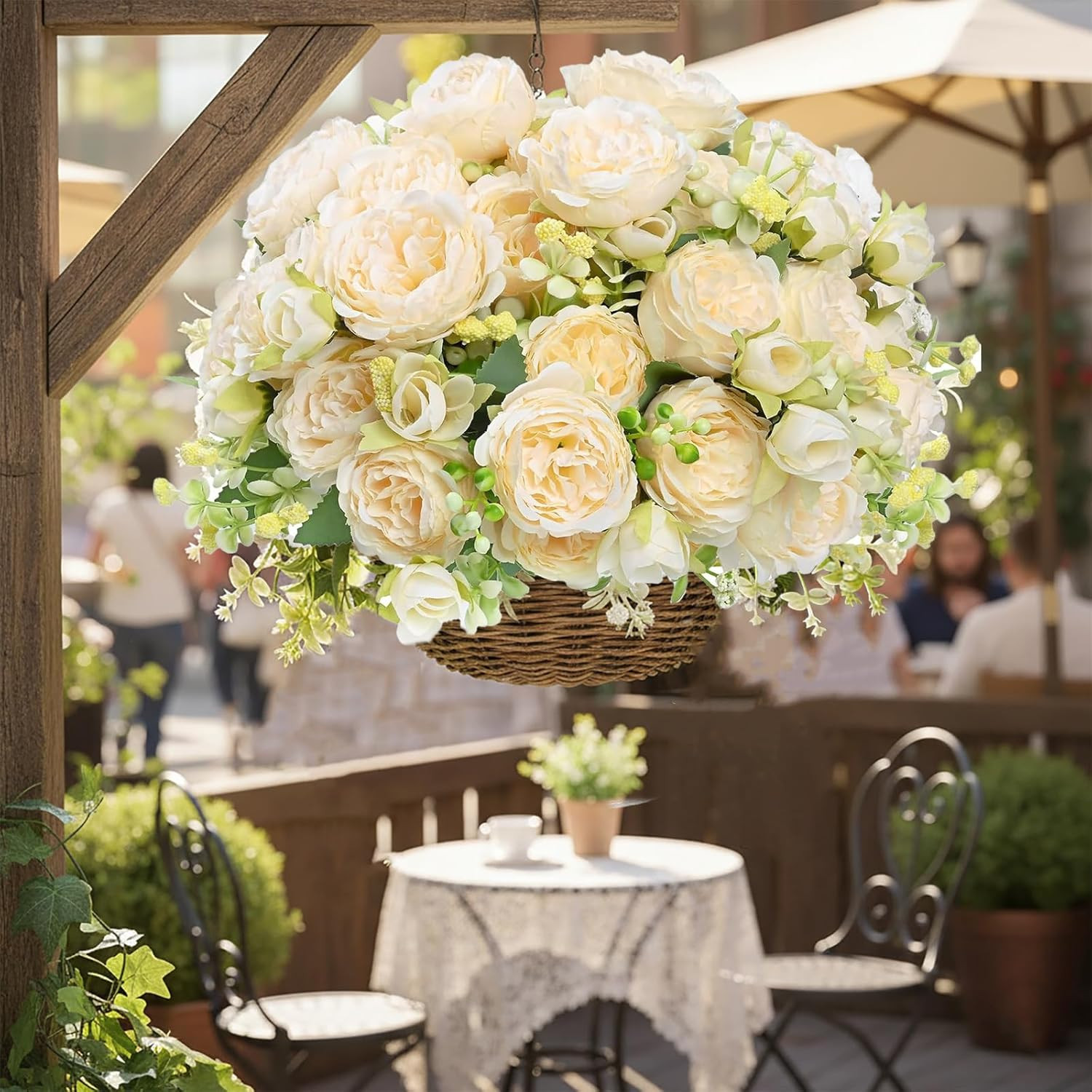 24 Bundles White Peonies Silk Flowers for Home, Weddings & DIY Arrangements