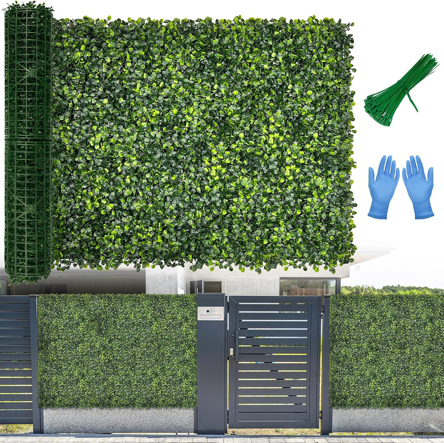 Artificial Boxwood Roll Panel Backdrop: 40″X120″ Uv-Anti Greenery Faux Grass Wal