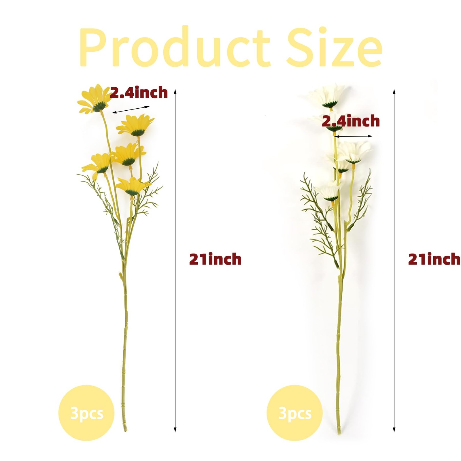 Artificial Daisy Flowers 6 Bundles 21” Faux Silk Daisy Flowers with Stems for…
