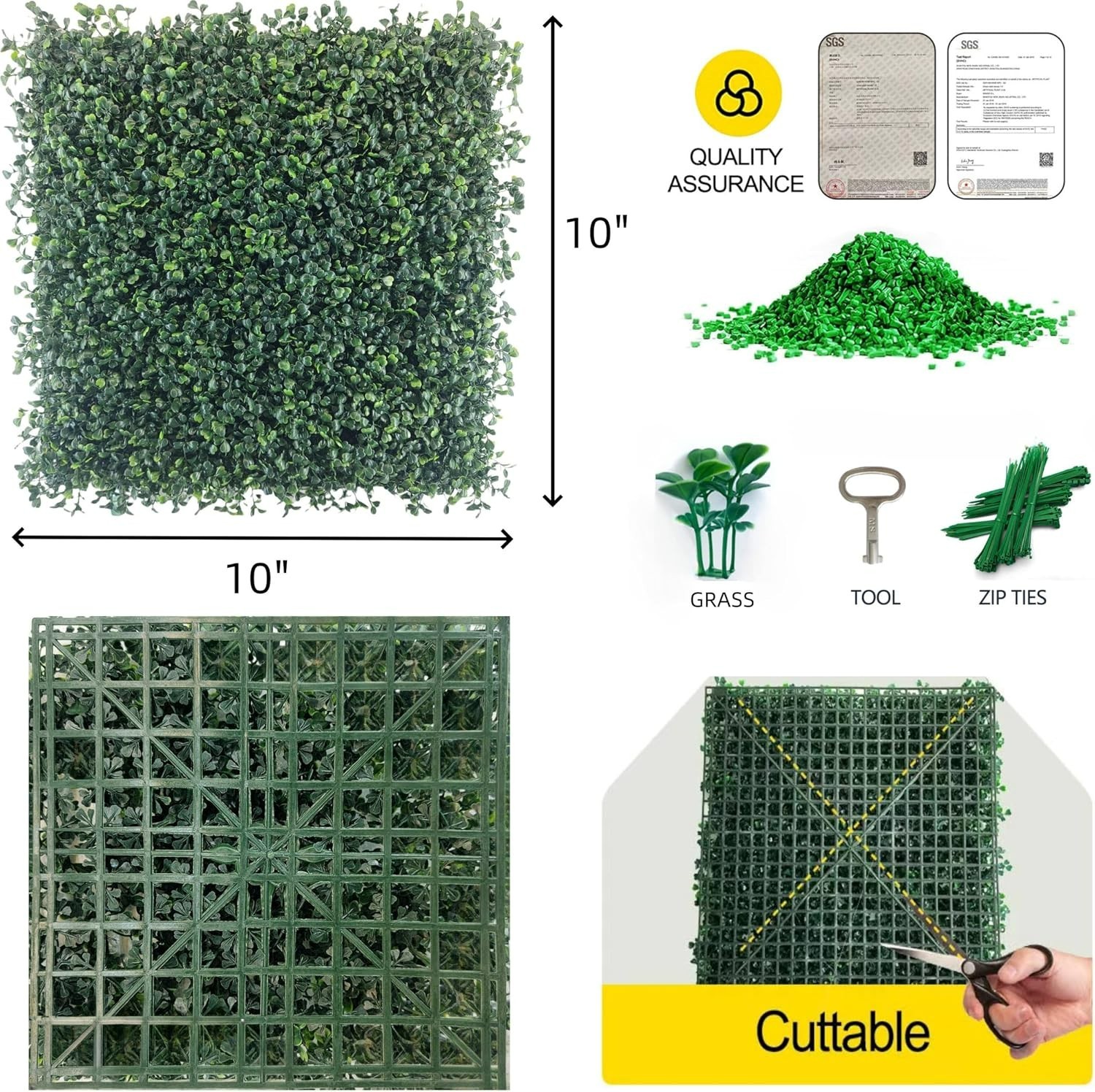 Zero Maintenance 10″x10″ Grass Wall Panels – Perfect for Indoor & Outdoor Use