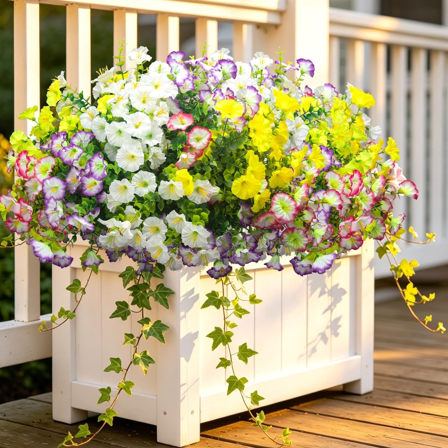 16 Bundles UV Resistant Morning Glory Fake Flowers for Outdoor Garden Decor