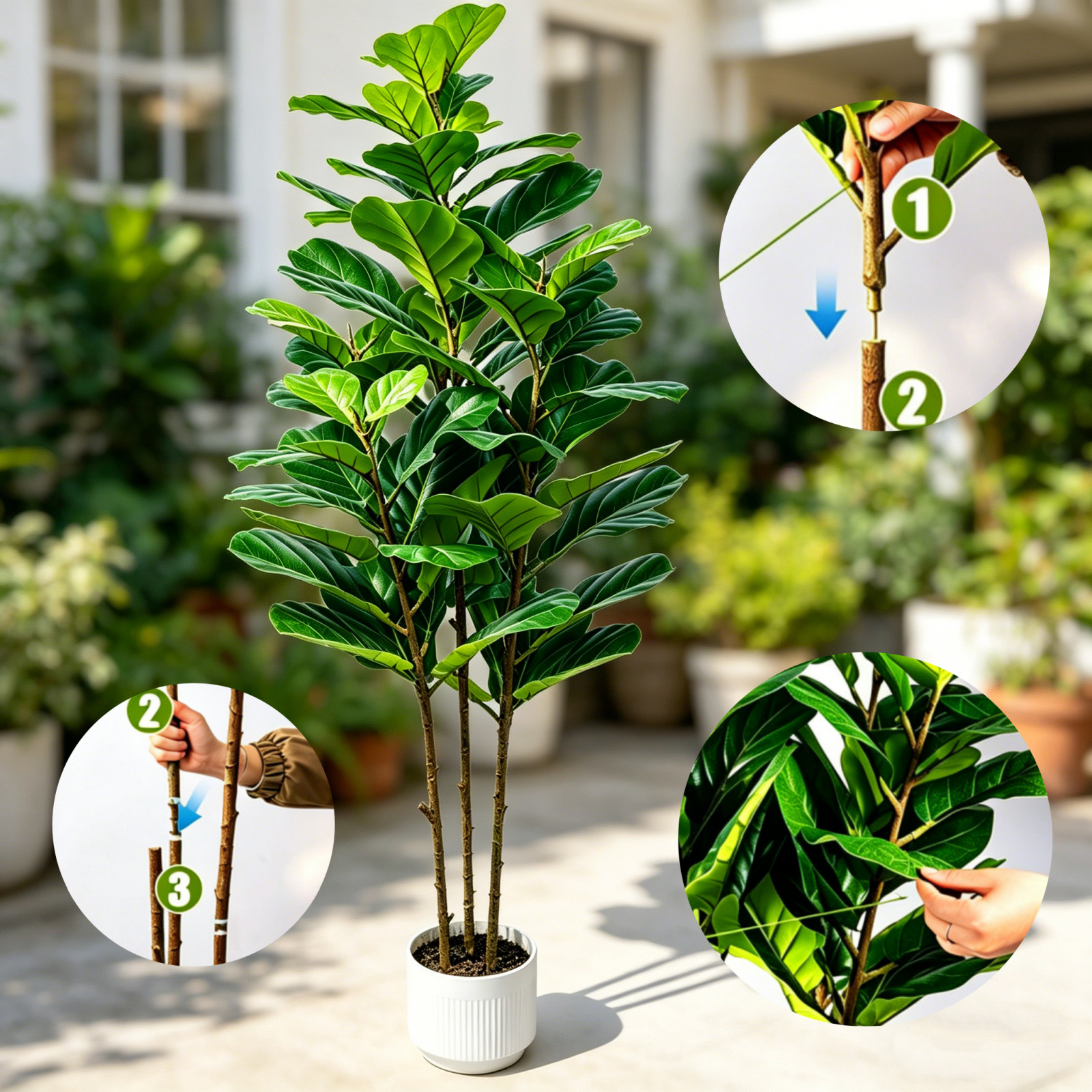 5Ft Faux Fiddle Leaf Fig Tree Polymer Leaves For Living Room Bedroom Decor NEW