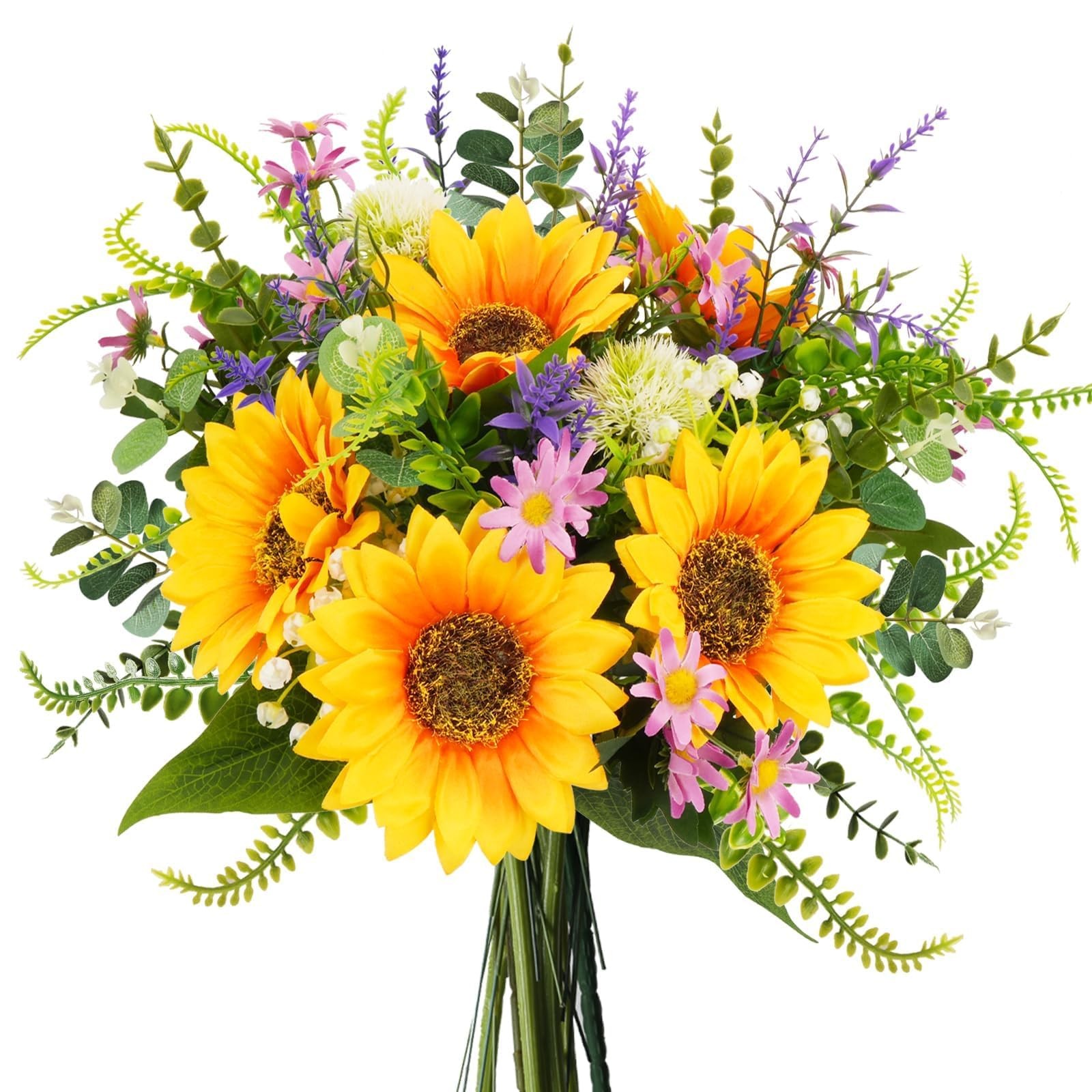 Sunflowers Artificial Flowers Bouquets Spring Fake Wildflowers Silk Decor