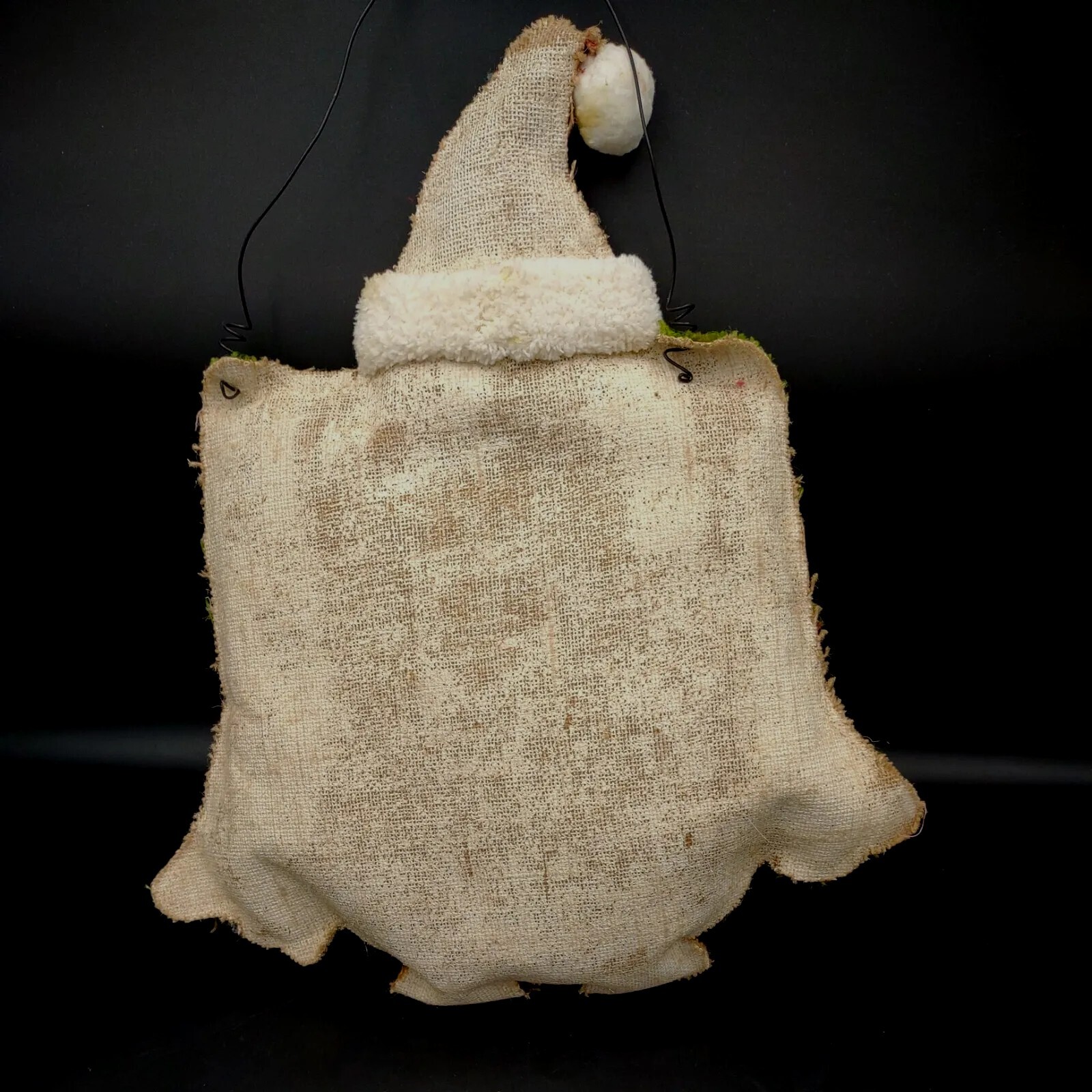 Burlap Christmas Owl Door hanger Xmas Decoration Hand Painted 21″x12″ Big