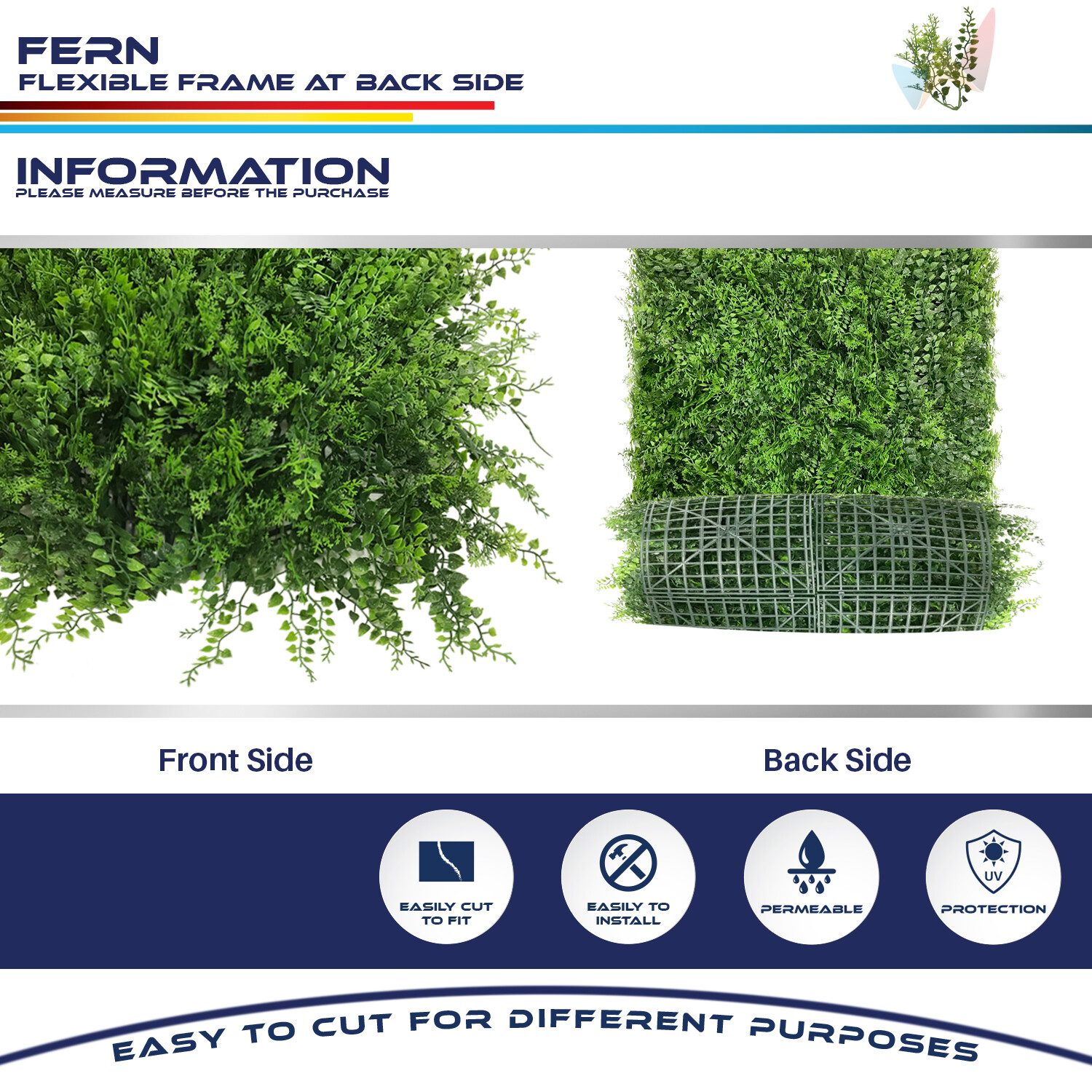 20×20″ Artificial Green Faux Fern Leaf Privacy Fence Screen Decor Mats Hedge