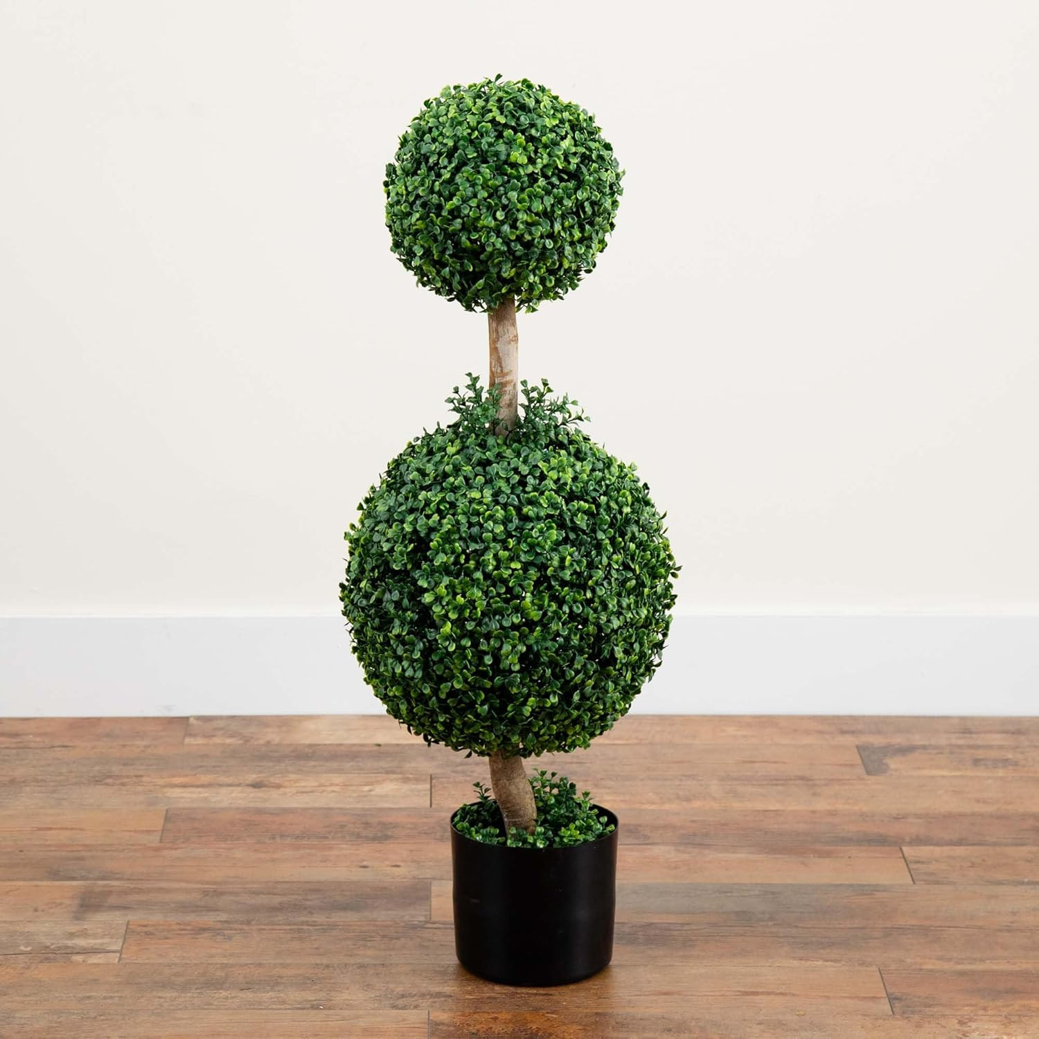 35IN Artificial Double Boxwood Topiary Ball Tree, Fake Topiary Plant for Indoor