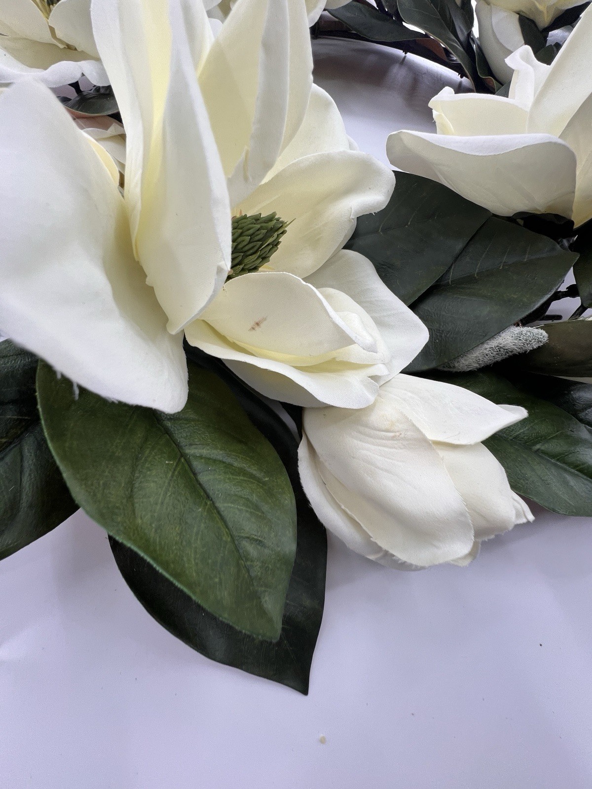 2 Magnolia Flower Wreaths 15” Artificial Hang On Door Decor Spring All Year