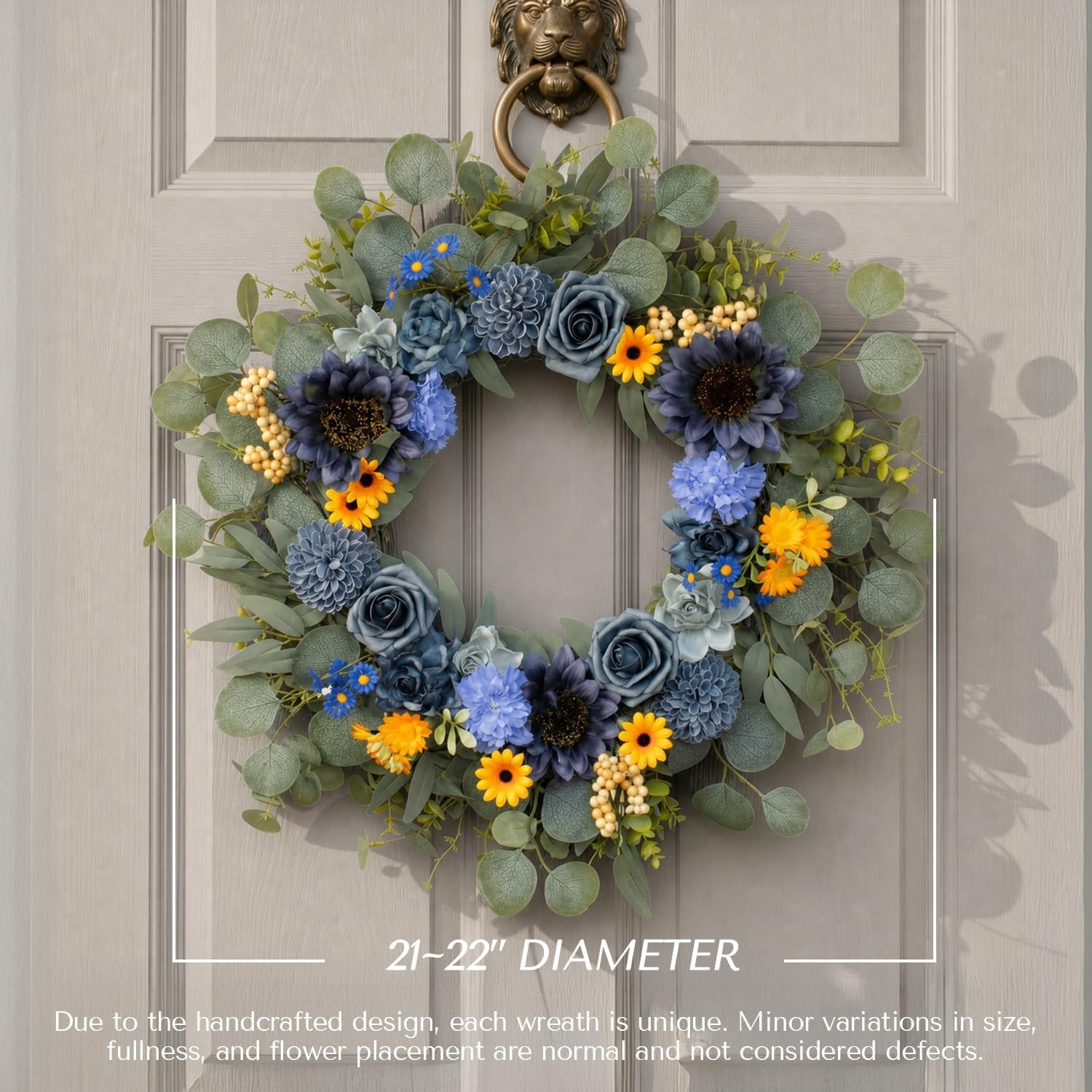 22In Sunflower Summer Wreath Greenery Front Door Farmhouse Porch Decor