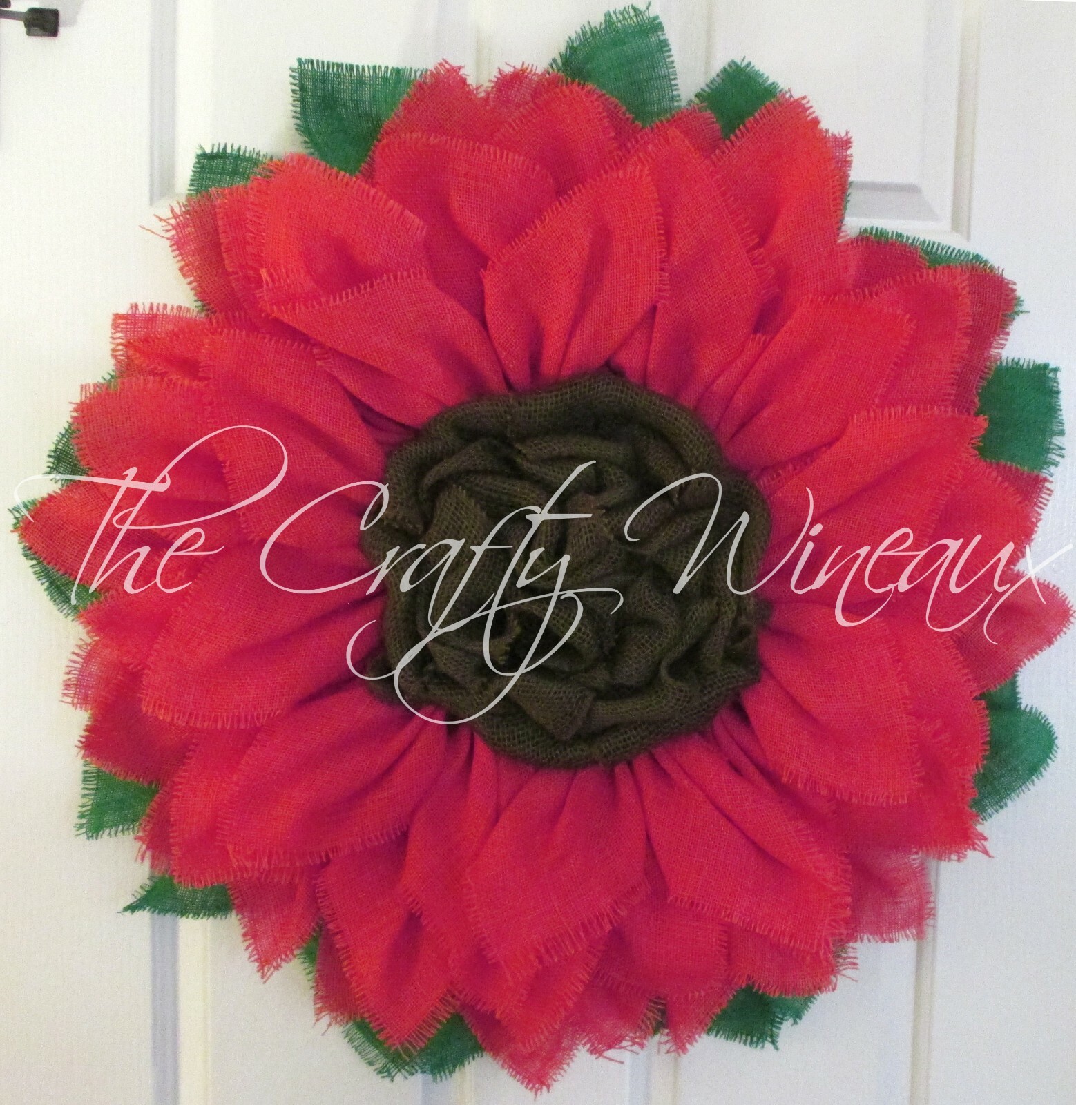 The Crafty Wineaux – Extra Large 30″ Rich Coral Pink Burlap Sunflower Wreath