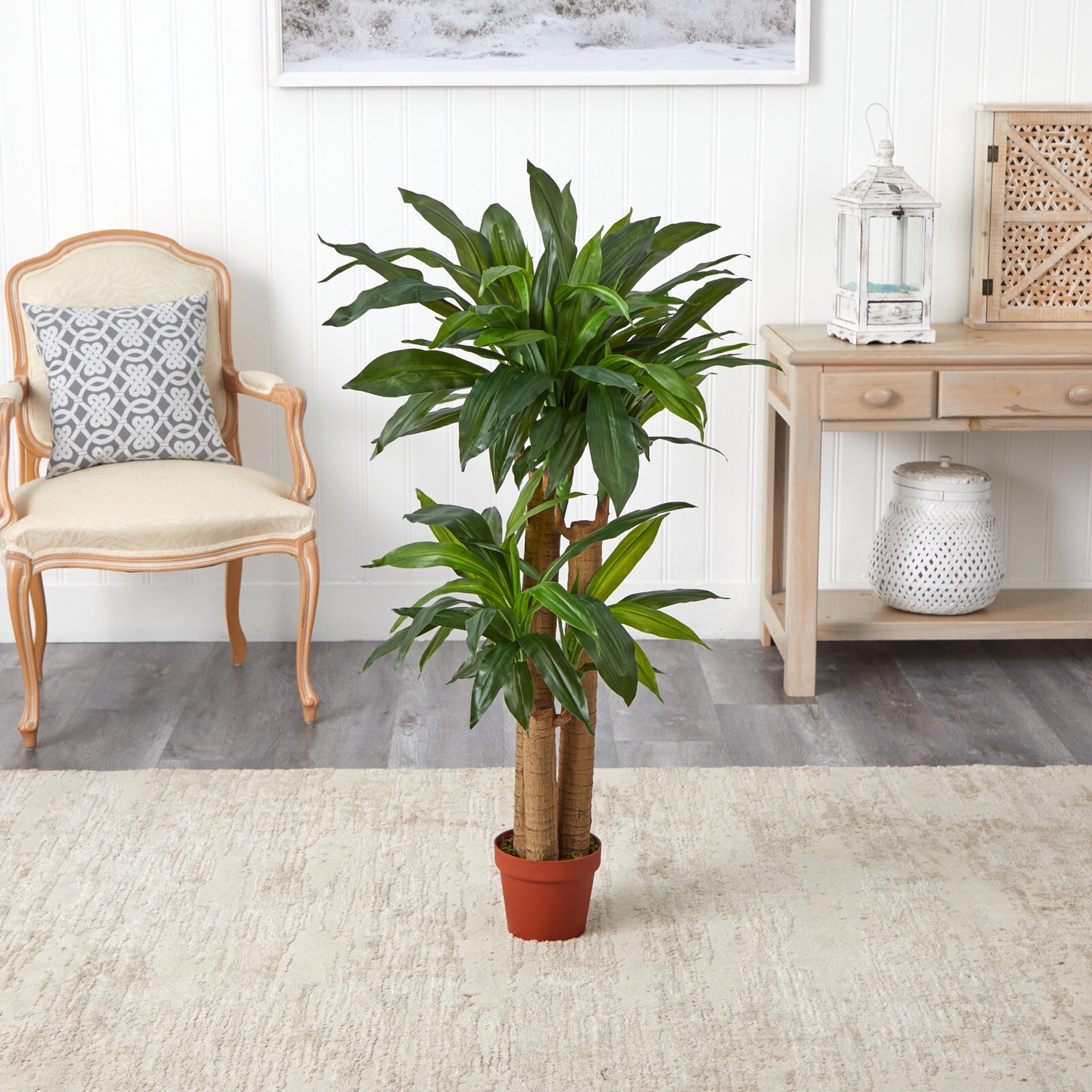 4′ Triple Corn Stalk Dracaena Artificial Tree (Real Touch) Home Deco Retail $127
