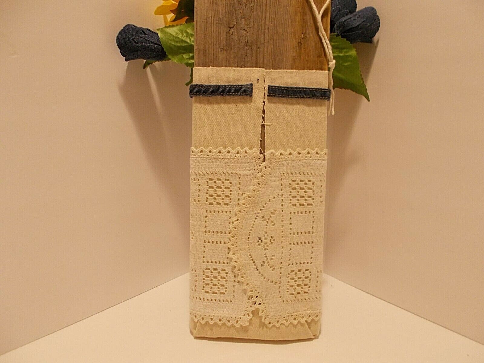 Handmade Denim Roses and Sunflower Recycled Denim Board Wall Art Farmhouse Décor