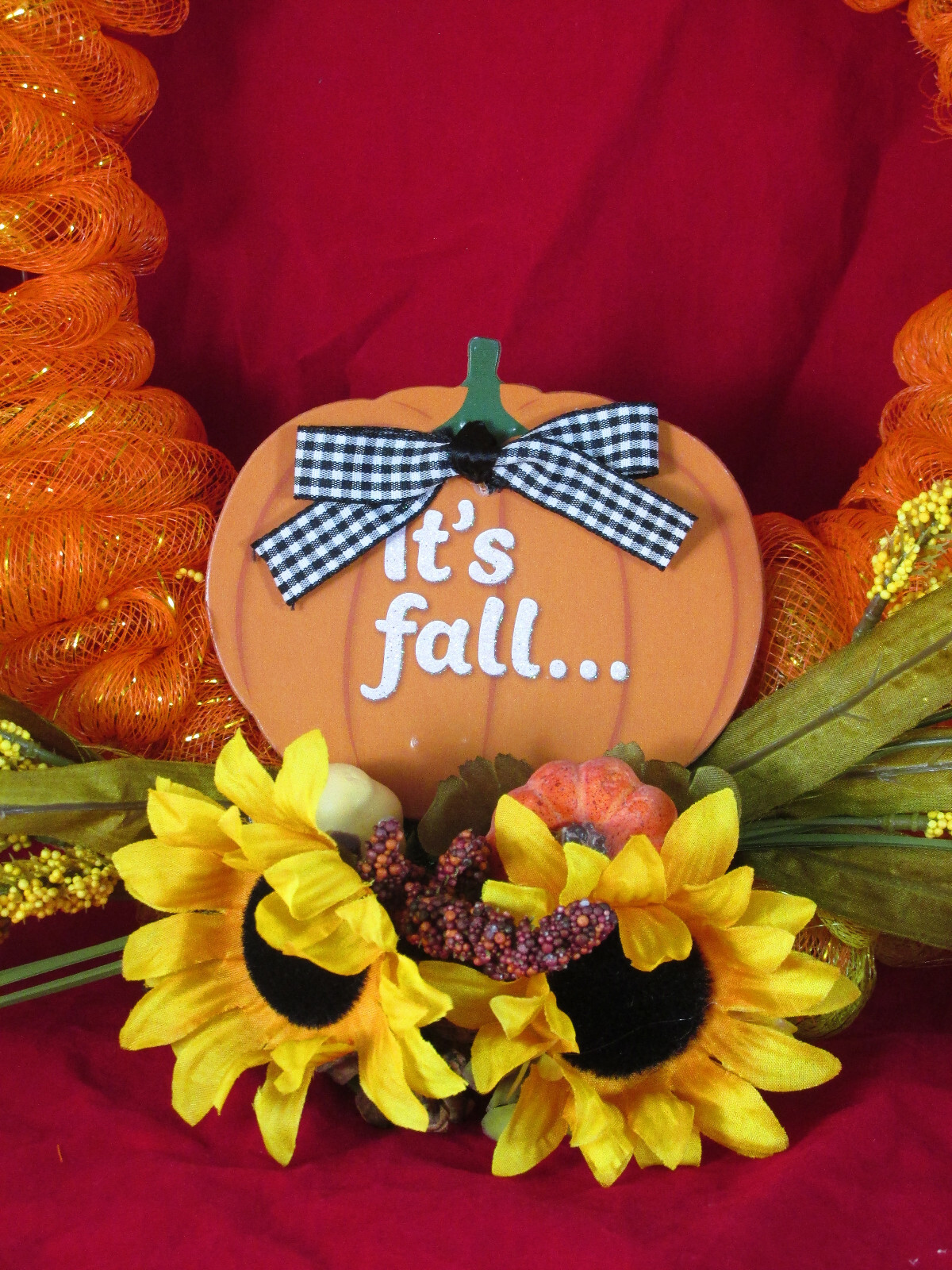 Orange and Yellow Deco Mesh Fall Bubble Wreath