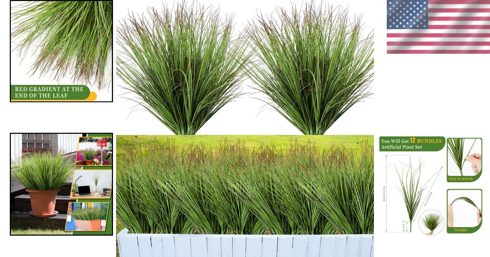 12 Pcs Beautiful Faux Grass Plants – Chic Greenery for Effortless Elegant Decor
