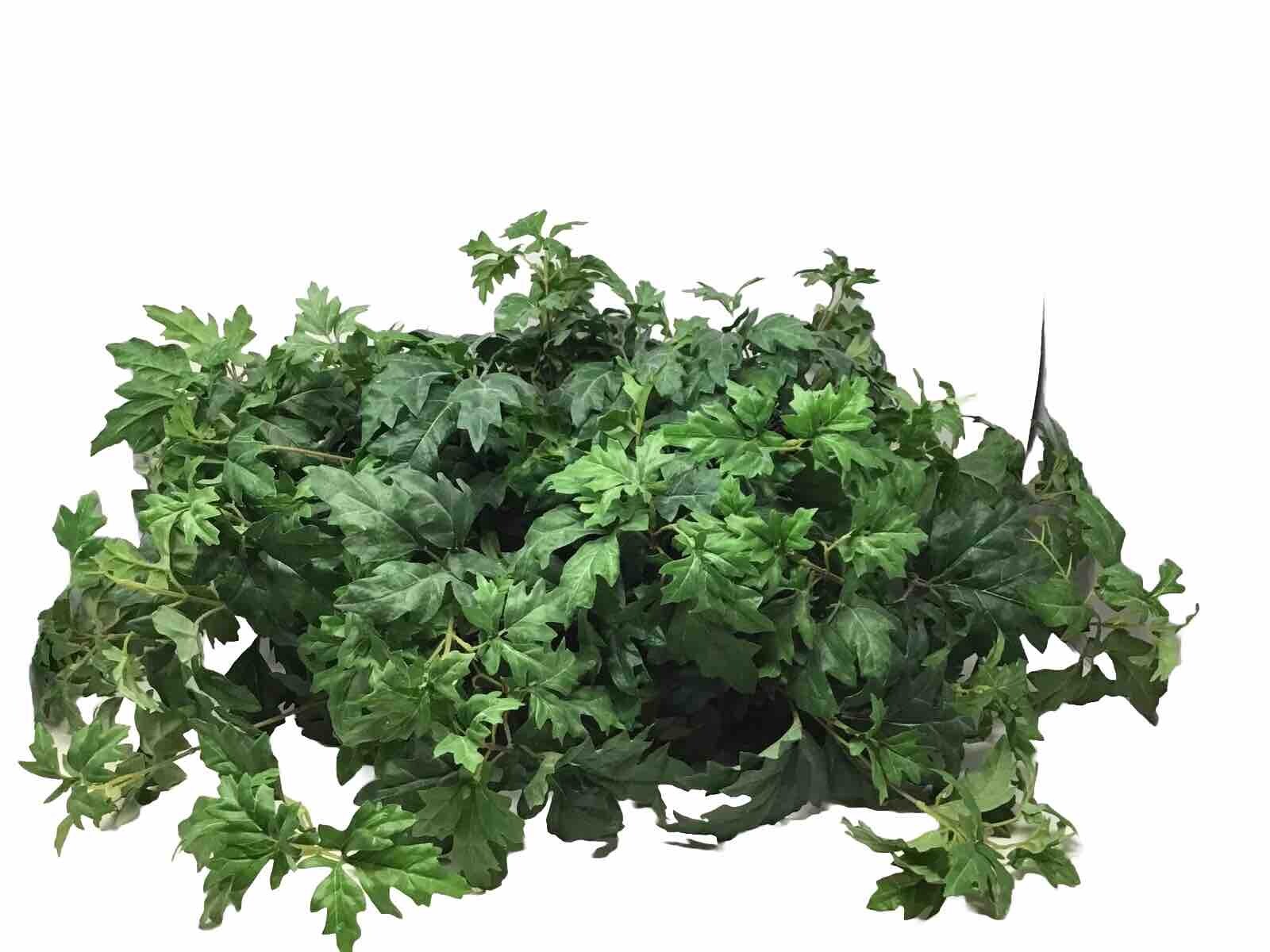 Large Artificial Silk Green Leafy Plant In Brass Hosley Planter