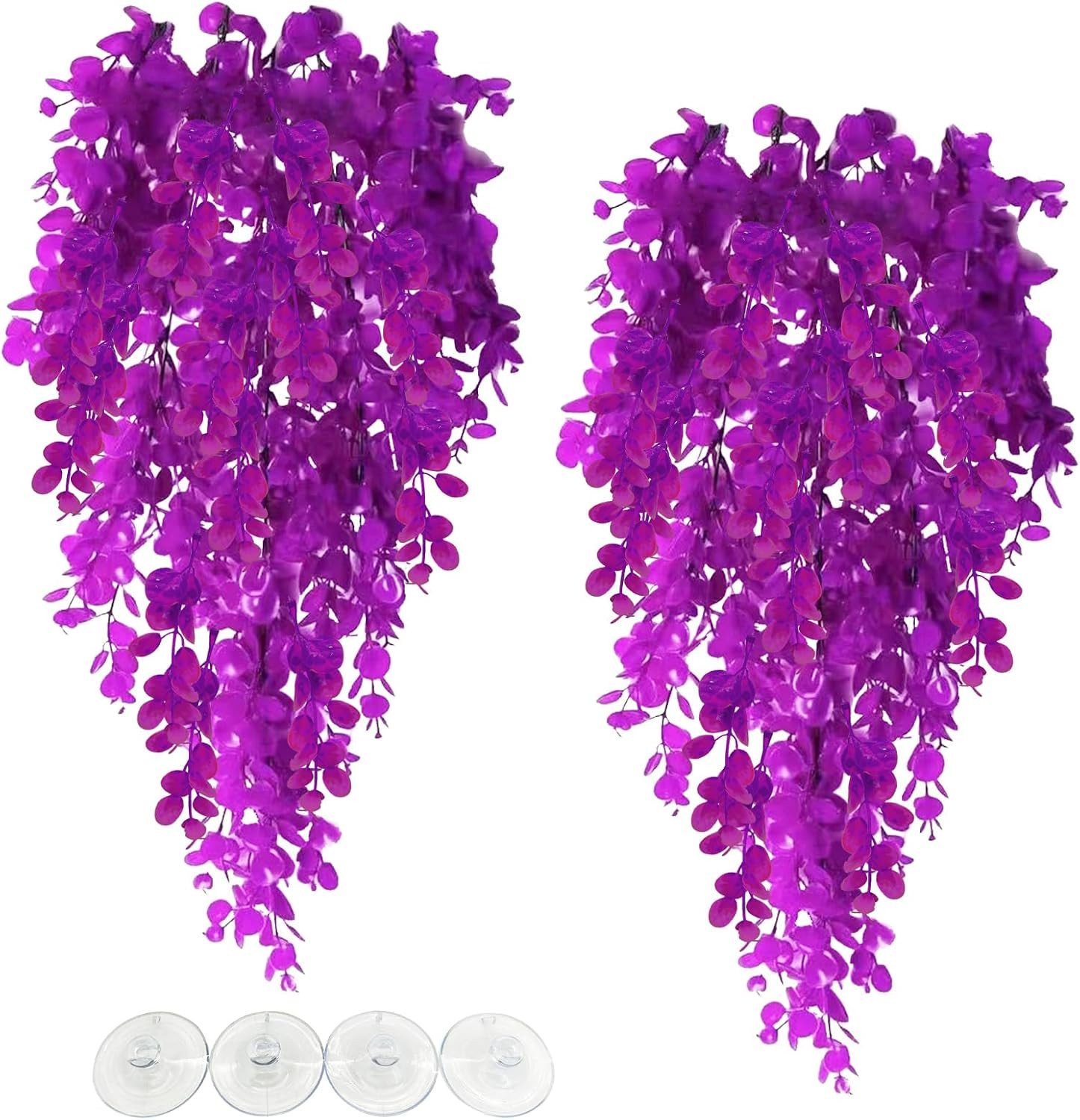 Fake Reptile Plants 2 Pack Hanging Fake Plants, Plants for Reptiles with Suction