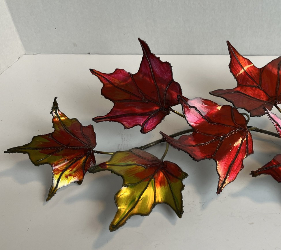 Fall Maple Leaves Wall Decor Signed Art Metallic Hand Welded Sculpture 2006 #312