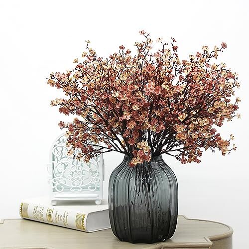 JAKY-Global Babys Breath Silk Artificial Flowers 6 Bundle 6 Bundles Beige Brown