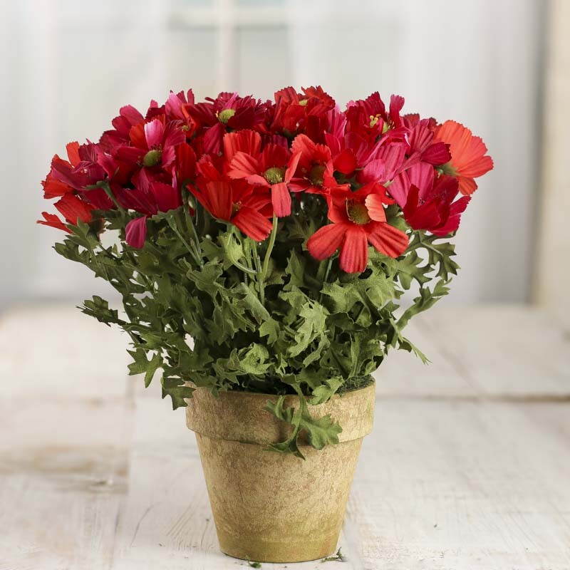 Faux Terra Cotta Pots with Colorful Red and Magenta