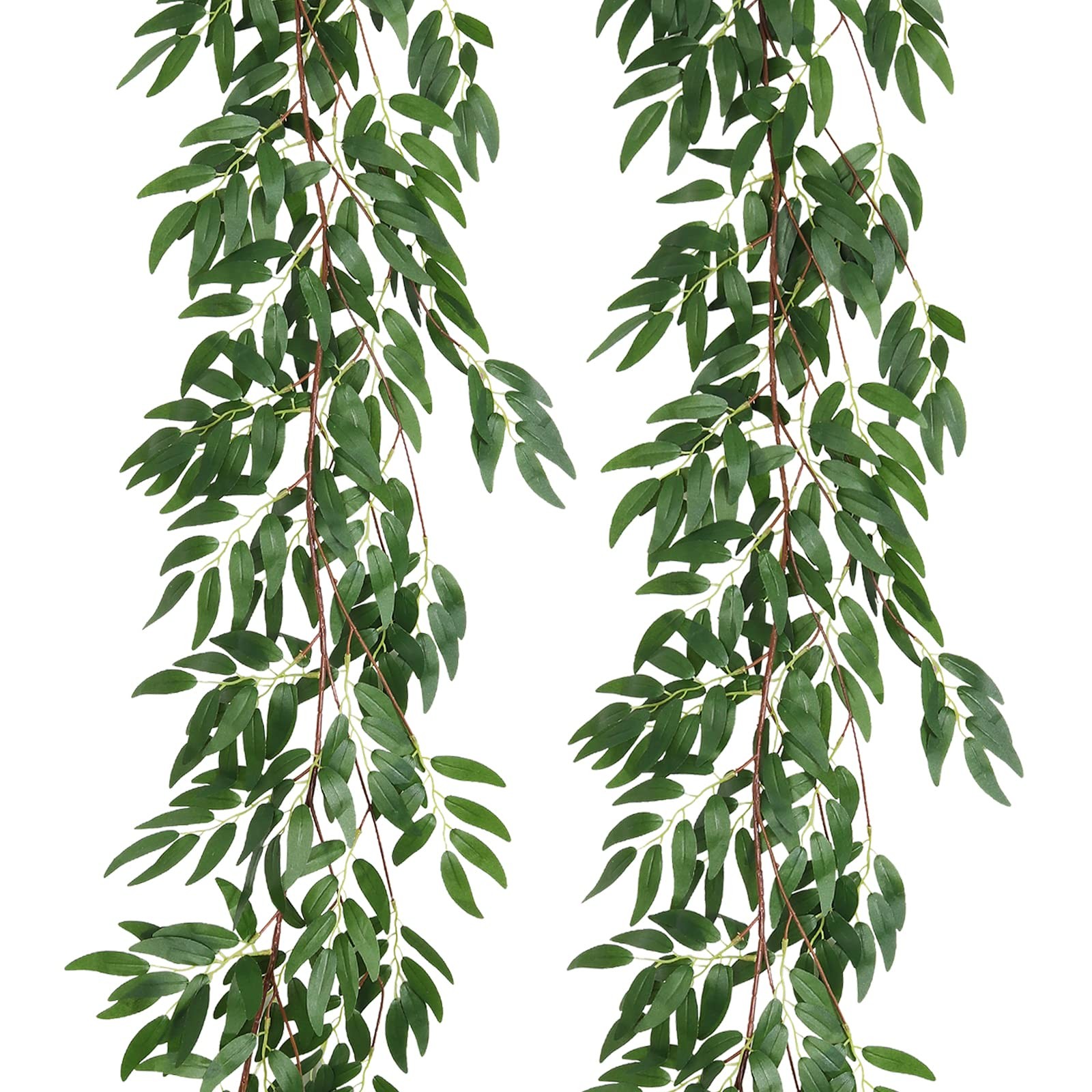 Artificial Willow Vine Garland 2Pcs, 5.7Ft Fake Hanging Ivy Plants, Rattan Decor