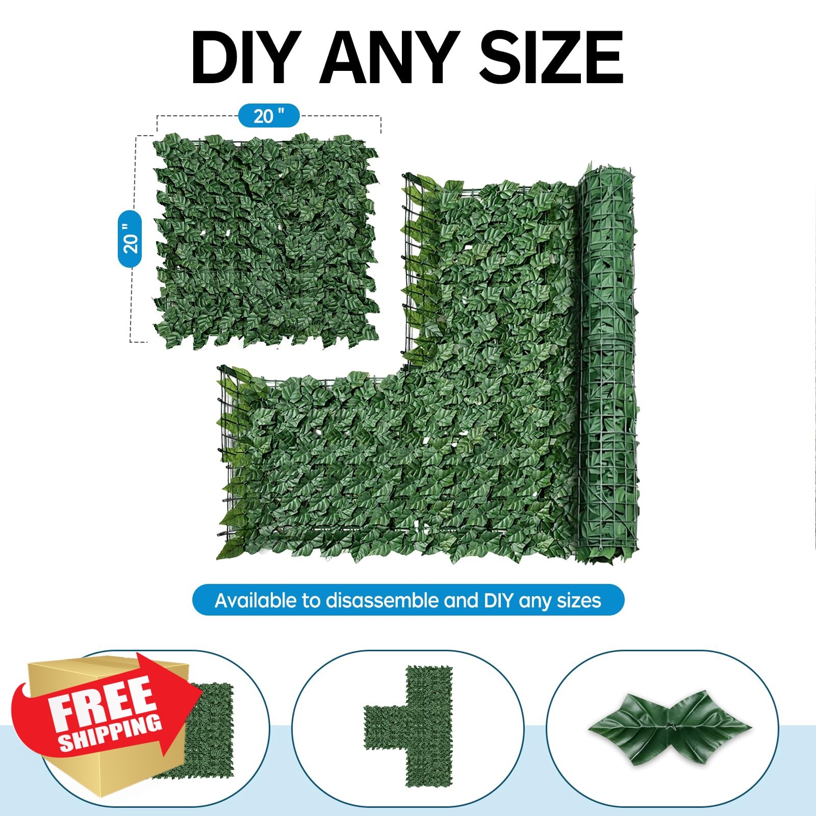 Skloopearg Artificial Ivy Screen 39.4″x197″ Green Sweet Potato