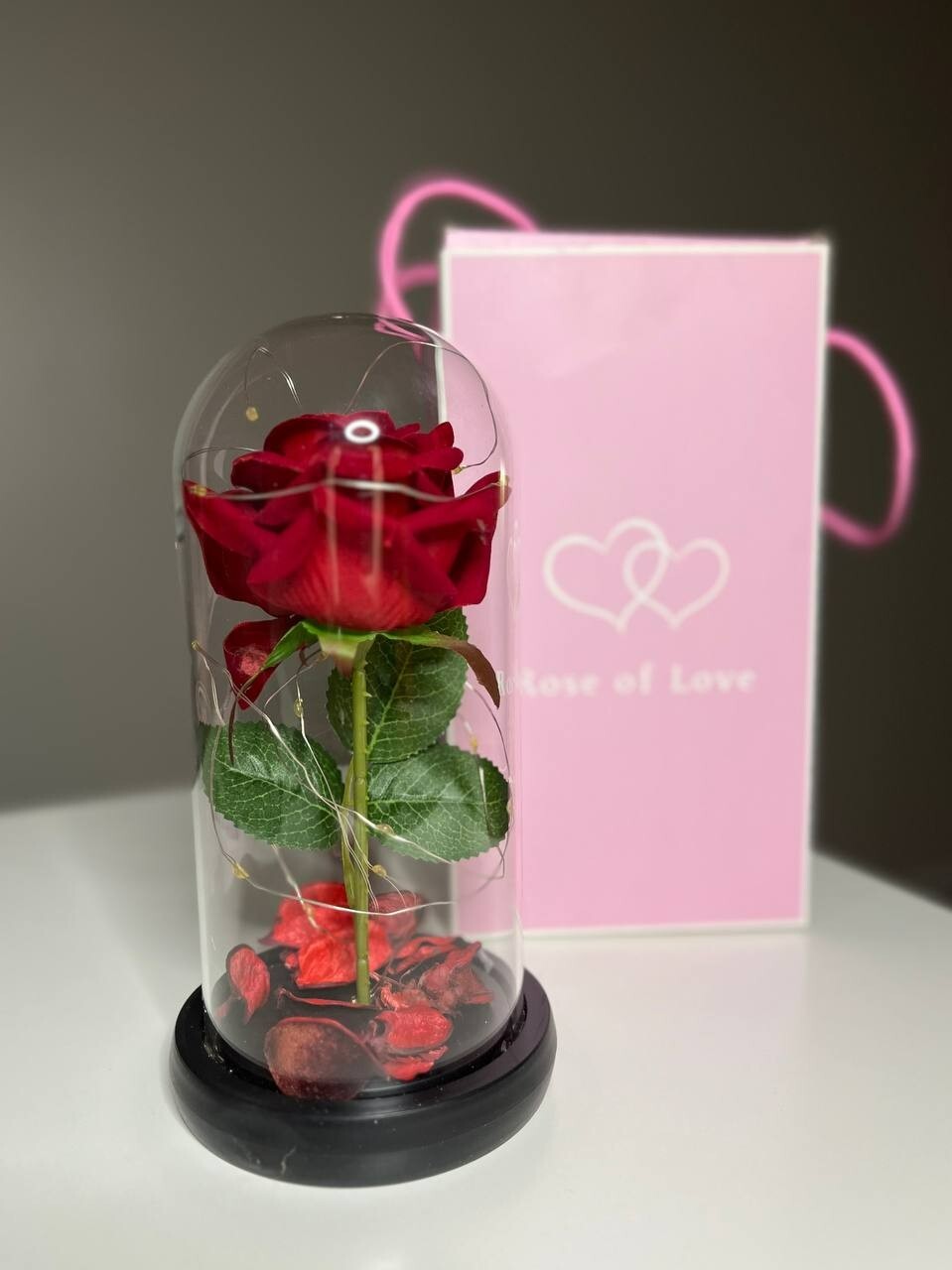 Preserved Eternal Rose In Glass Galaxy Flower Dome LED Light Mothers Day Gifts